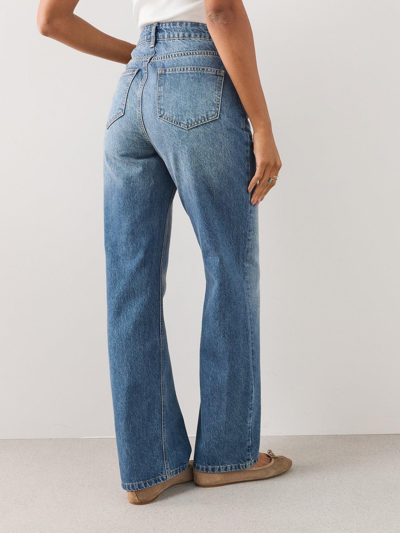Image 2 of 7 of The Very Collection Wrap Front Slim Fit Wide Leg Jeans - Mid Wash