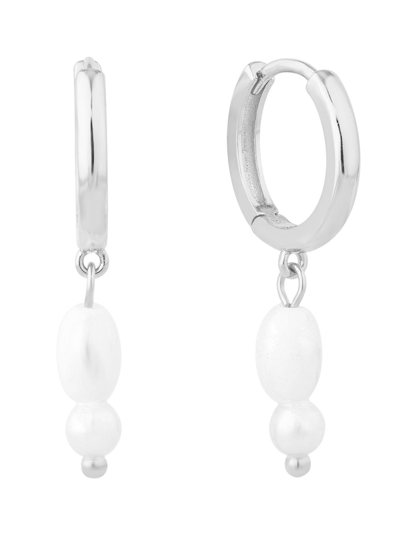 Seol + Gold Sterling Silver Double Pearl Hoop Earrings