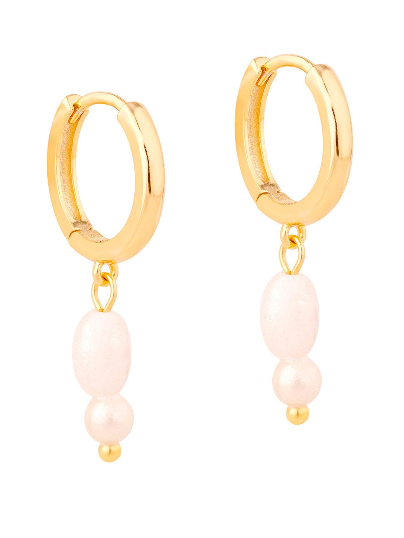Seol + Gold 18ct Gold Plated Double Pearl Hoop Earrings