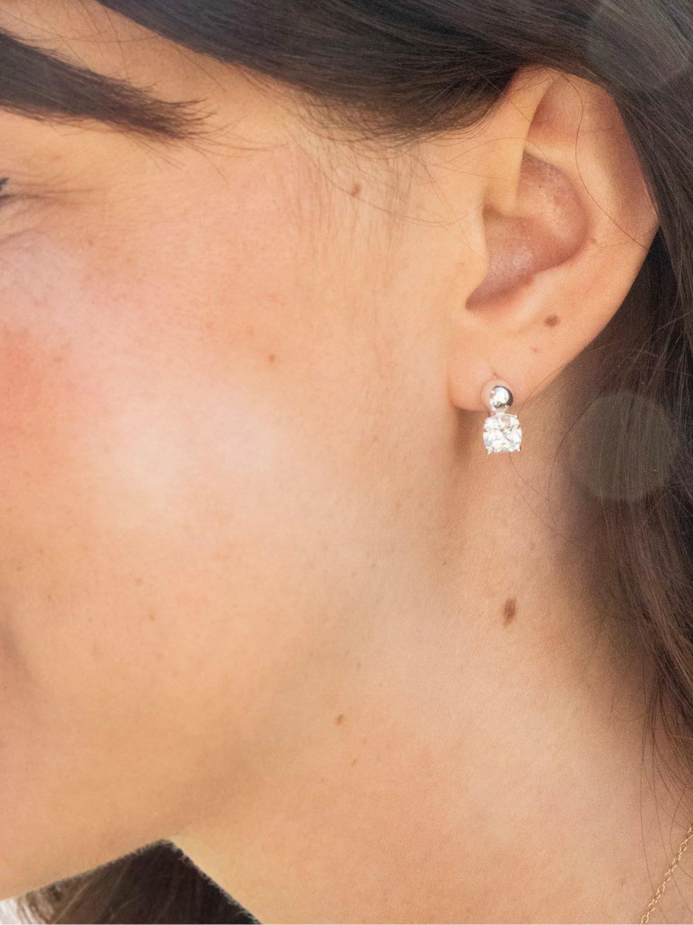 Seol + Gold Sterling Silver CZ Bubble Huggie Hoops