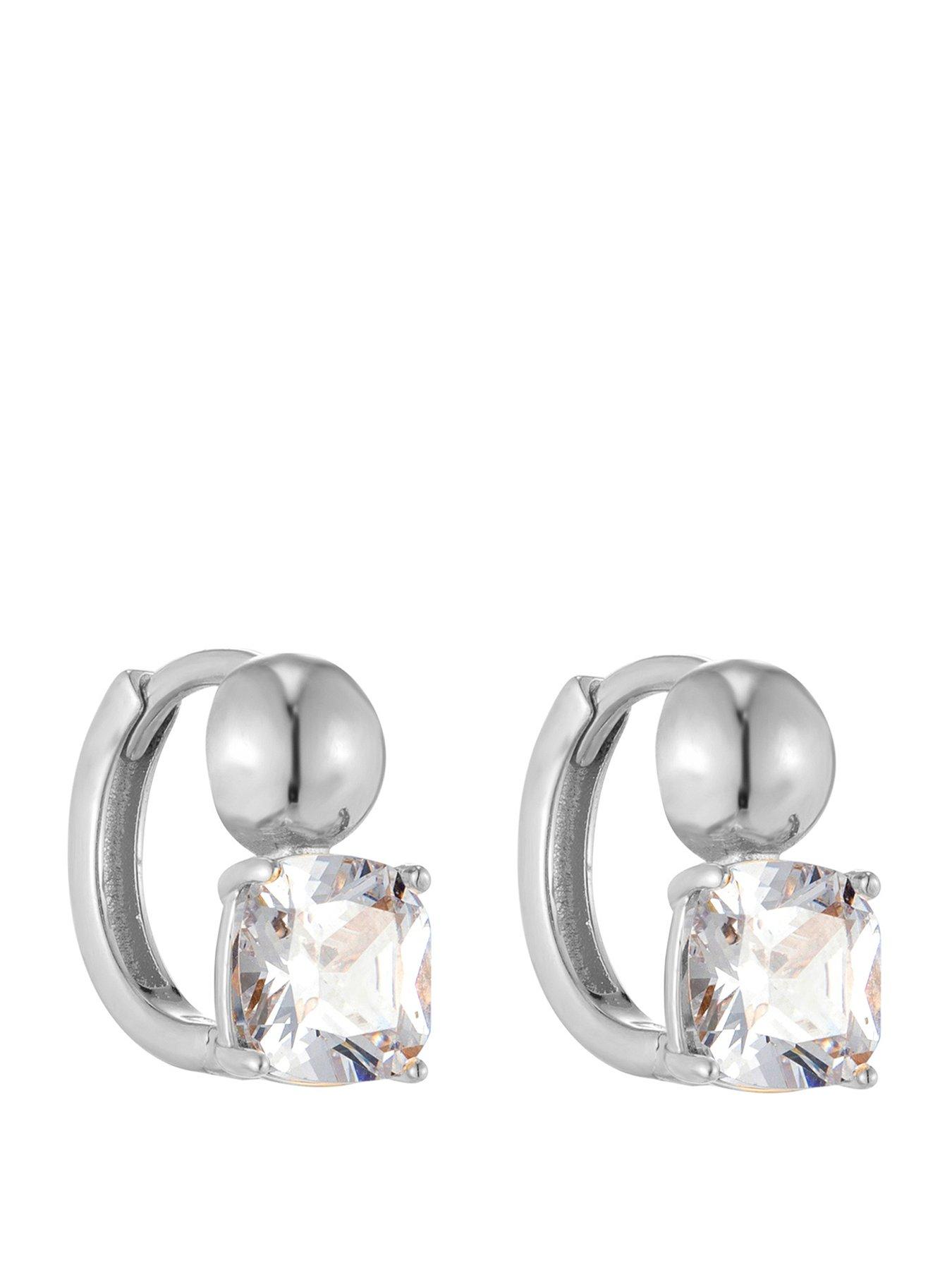 Seol + Gold Sterling Silver CZ Bubble Huggie Hoops