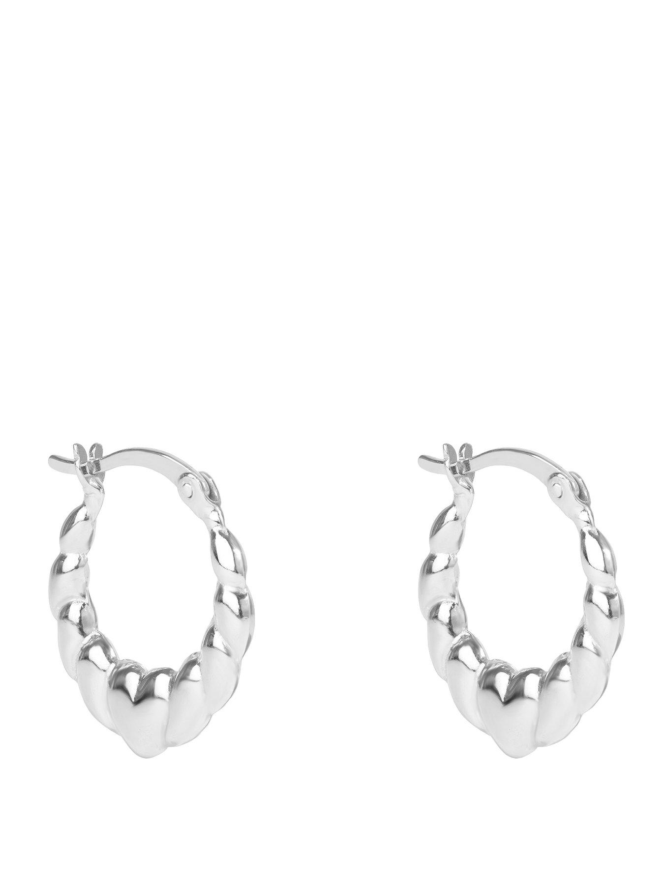 Seol + Gold Sterling Silver Mini Heart Croissant Hoops