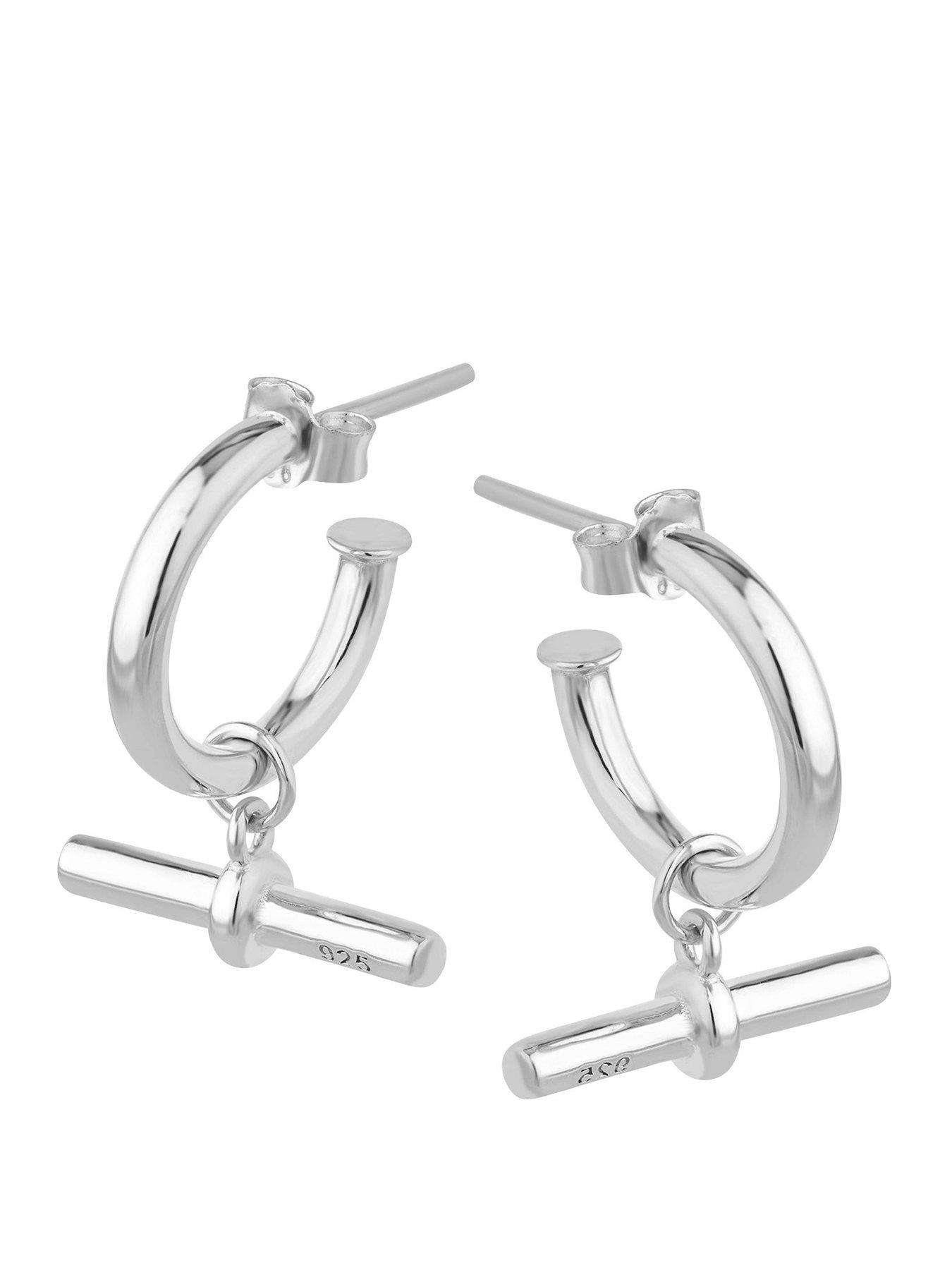 Image 1 of 5 of Seol + Gold Sterling Silver T-Bar Hoops