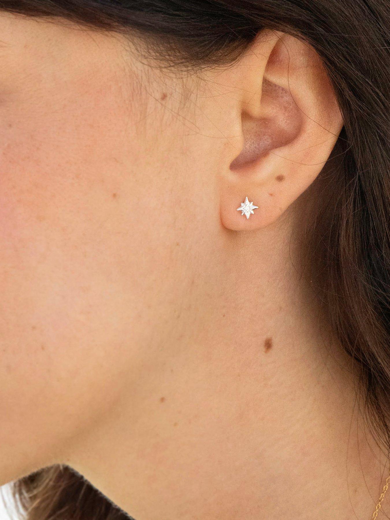 Image 2 of 4 of Seol + Gold Sterling Silver North Star Stud Earrings