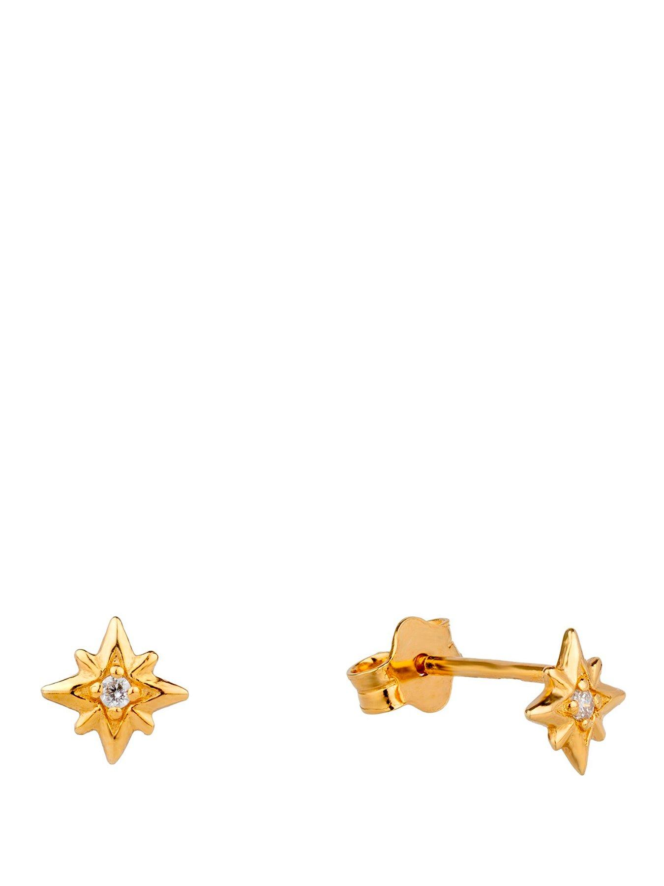 Seol + Gold 18ct Gold Plated North Star Stud Earrings