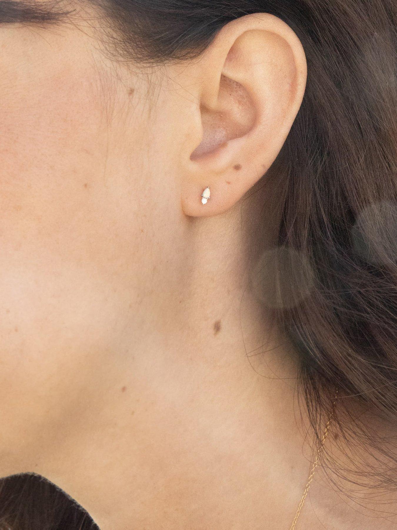 Seol + Gold 18ct Gold Plated Opal & CZ Flatback Earring