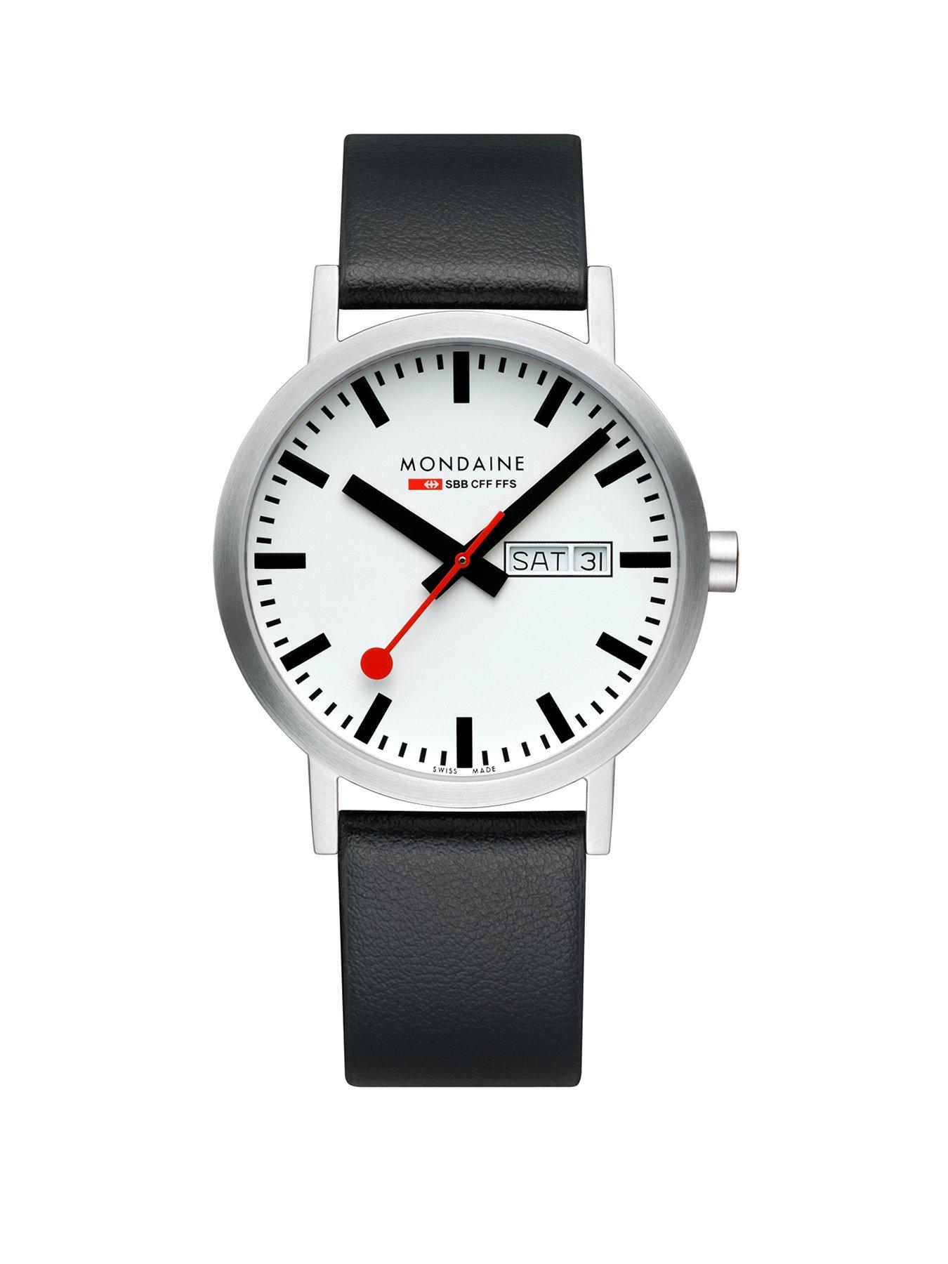 Mondaine MON SBB CLASSIC 40mm WHT DIAL BLK VEG BRU