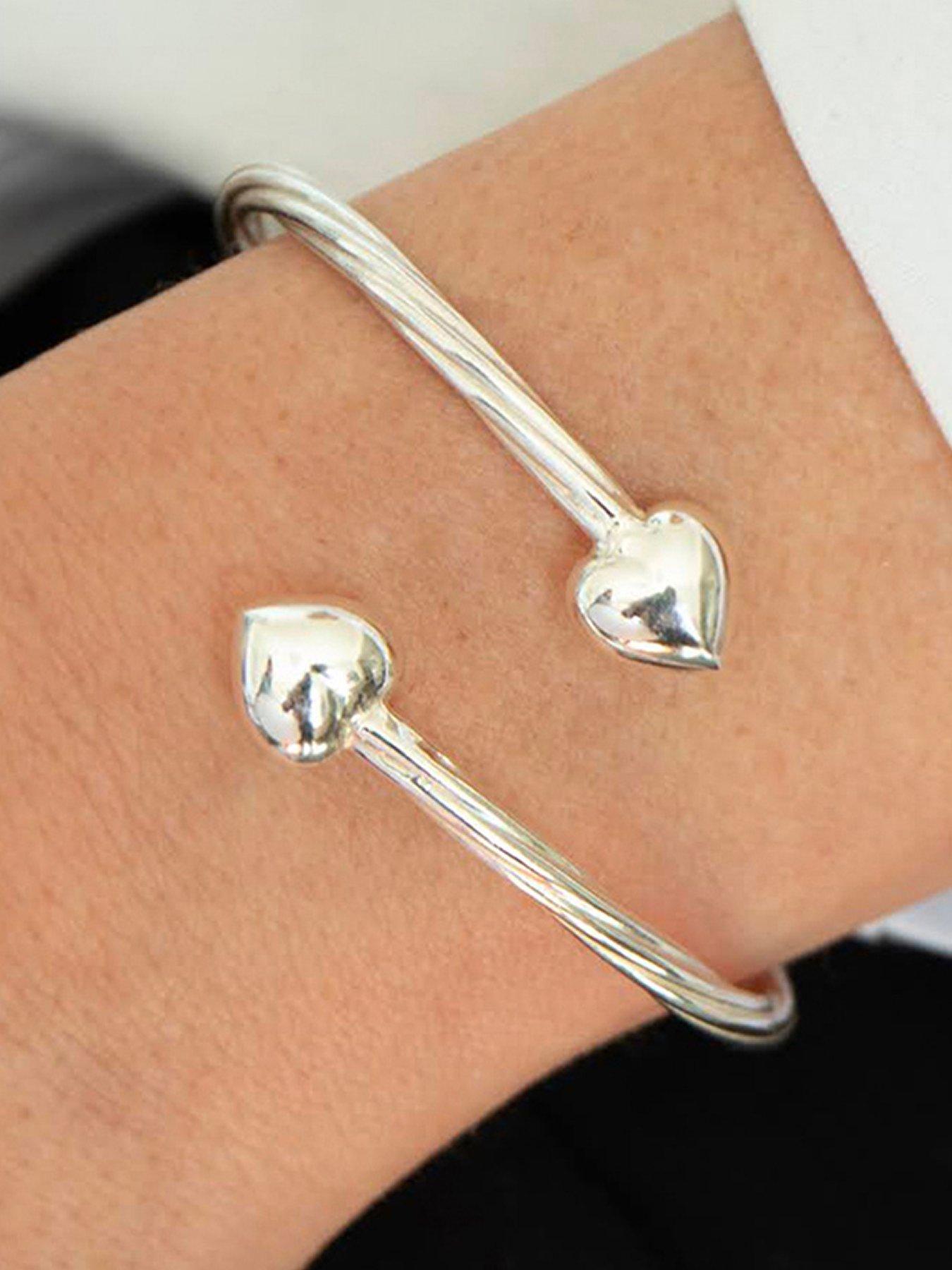 Seol + Gold Sterling Silver Puffy Heart Torque Bangle
