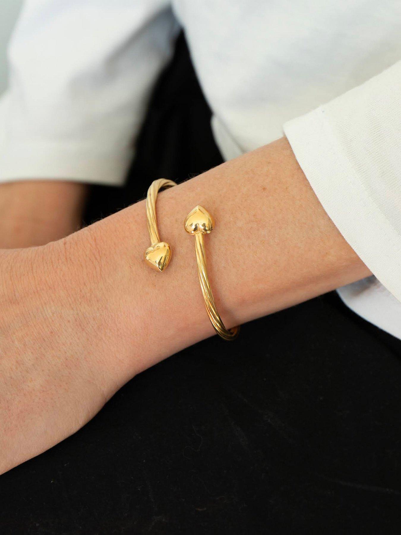Seol + Gold 18ct Gold Plated Puffy Heart Torque Bangle