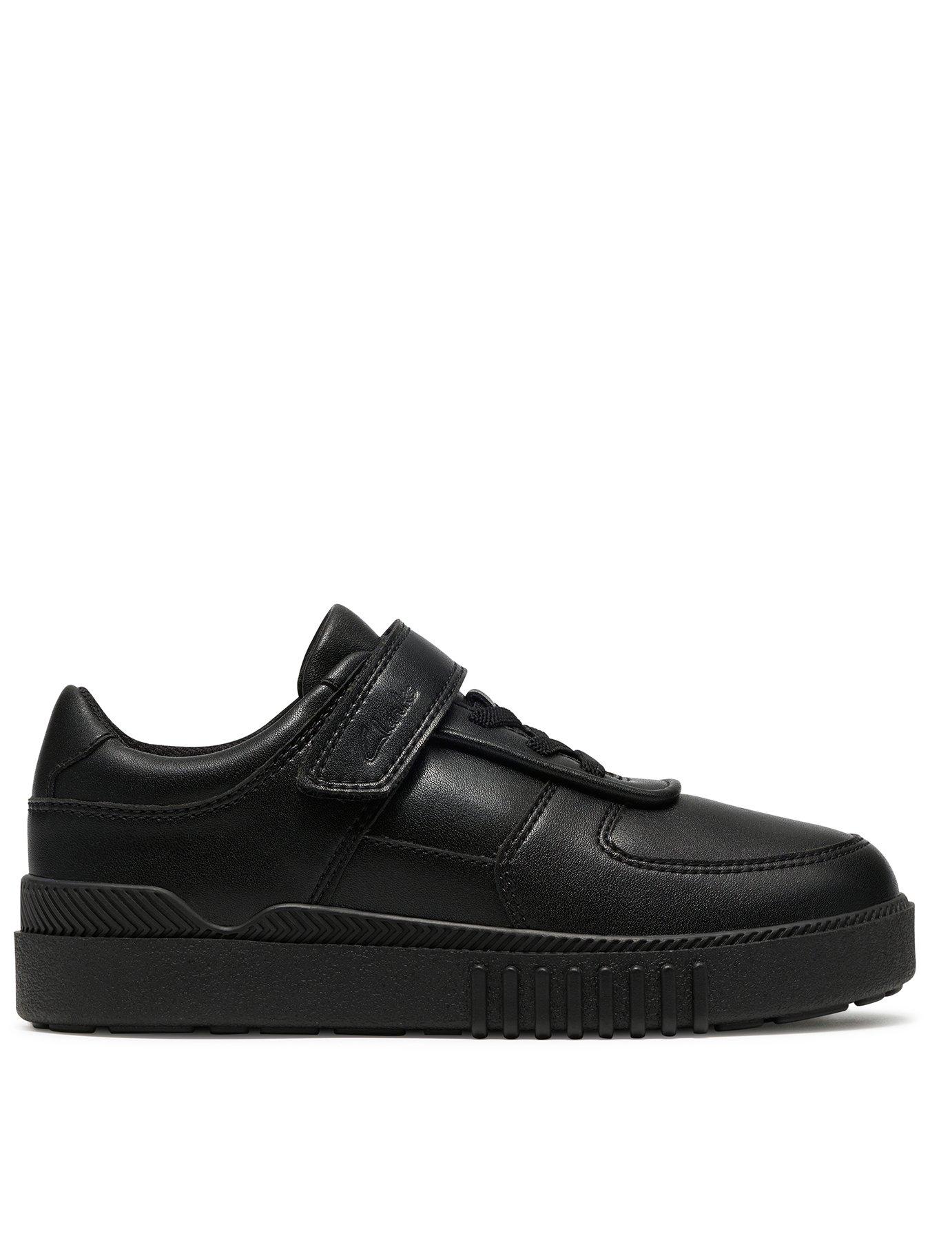 Clarks Junior Somerset Flex Leather Trainer - Black