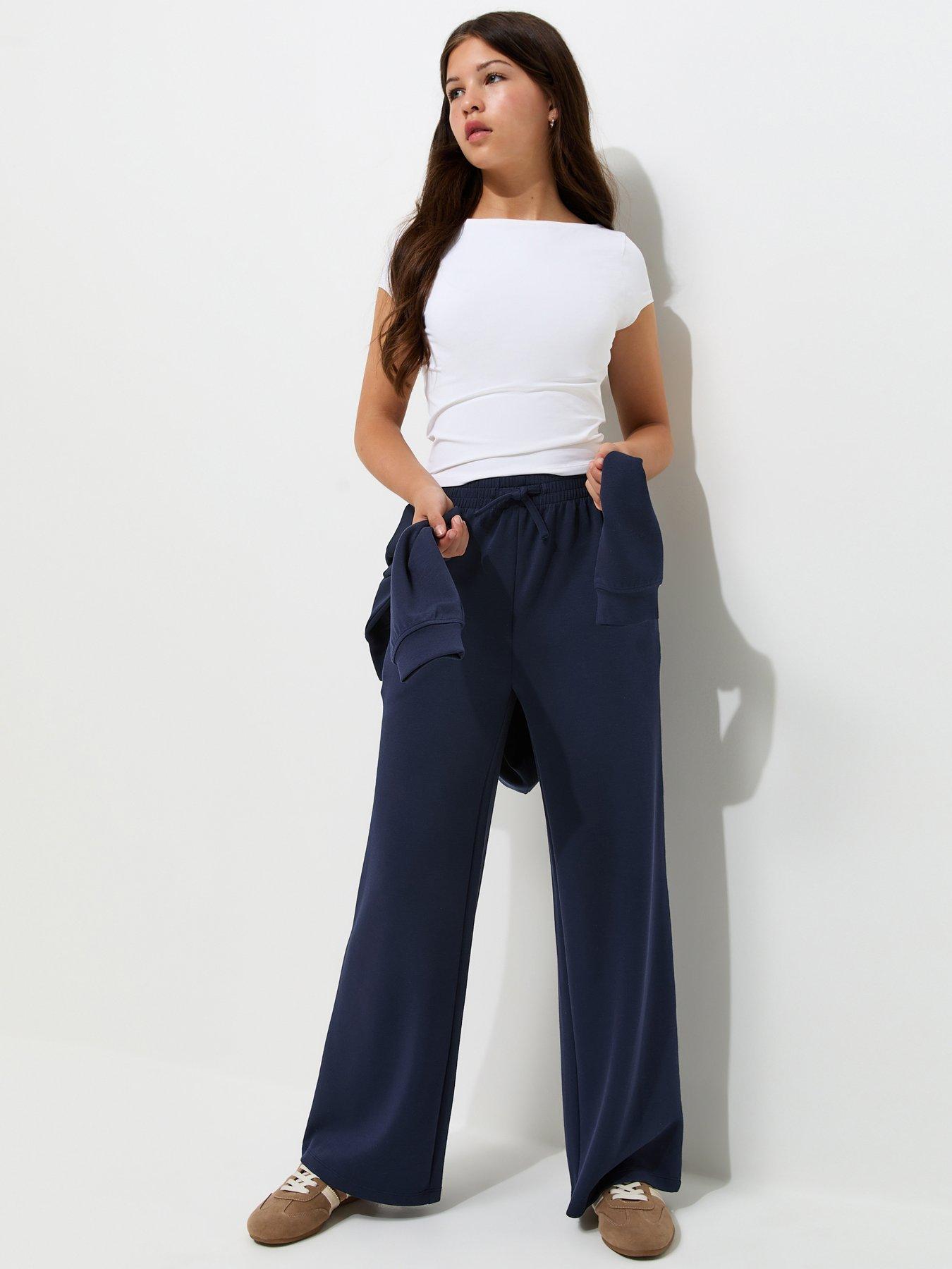New Look 915 Girls Soft Touch Wide Leg Joggers - Navy