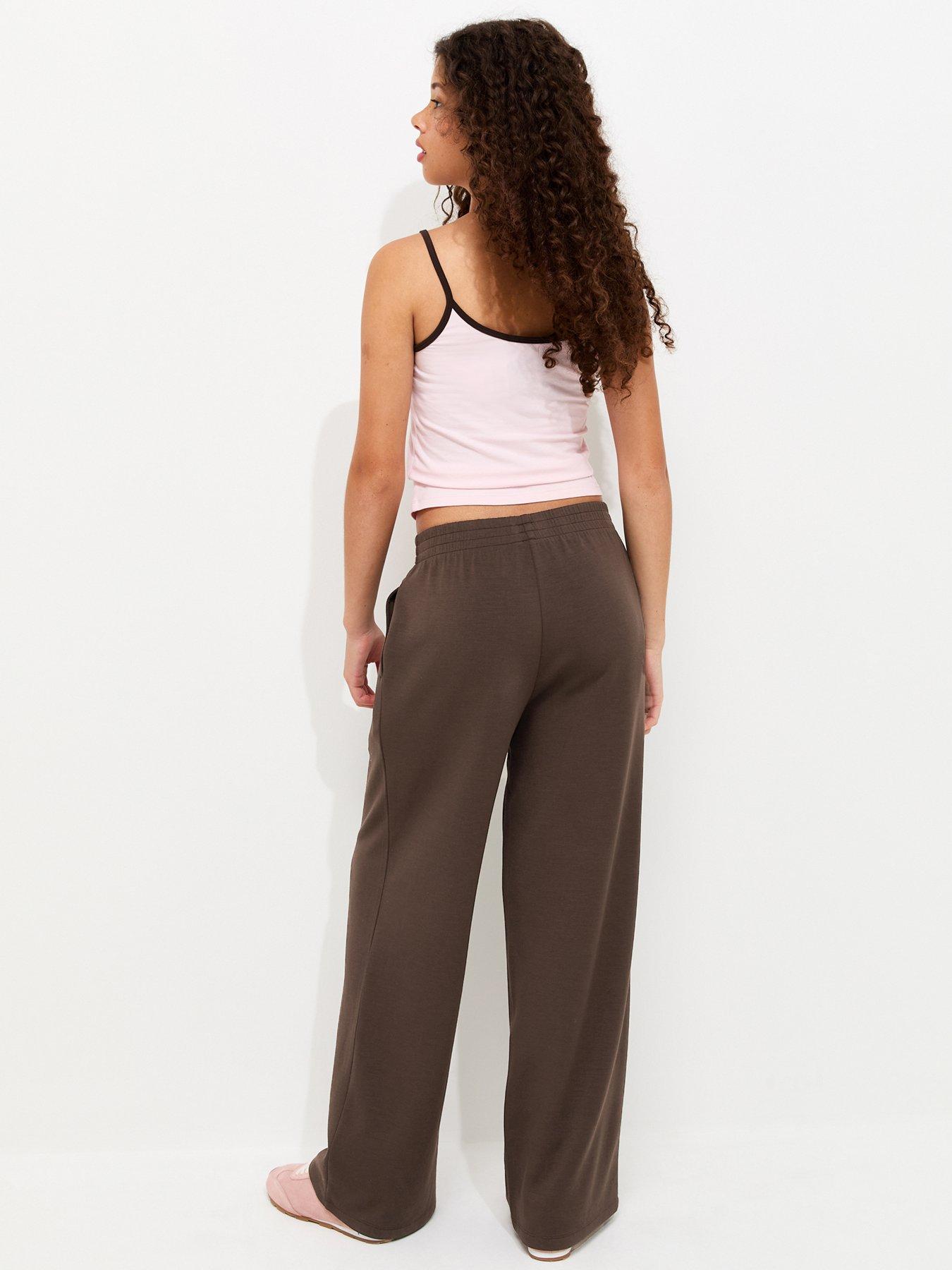Image 2 of 5 of New Look 915 Girls Dark Brown Soft Touch Wide Leg Joggers