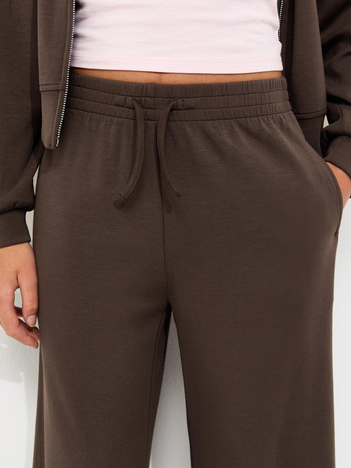 Image 4 of 5 of New Look 915 Girls Dark Brown Soft Touch Wide Leg Joggers