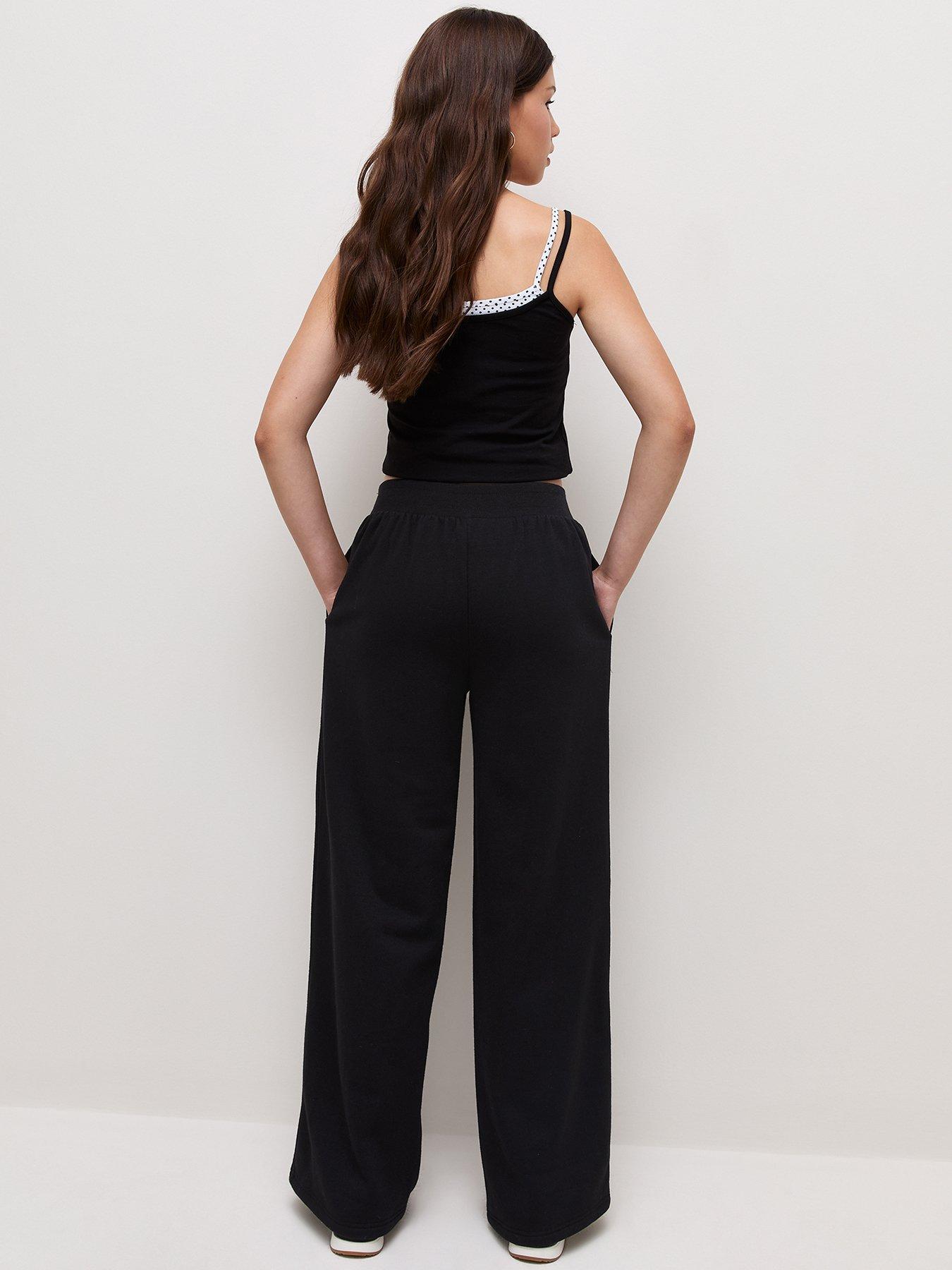 Image 2 of 6 of New Look 915 Girls Black Cotton Rich Wide Leg Joggers