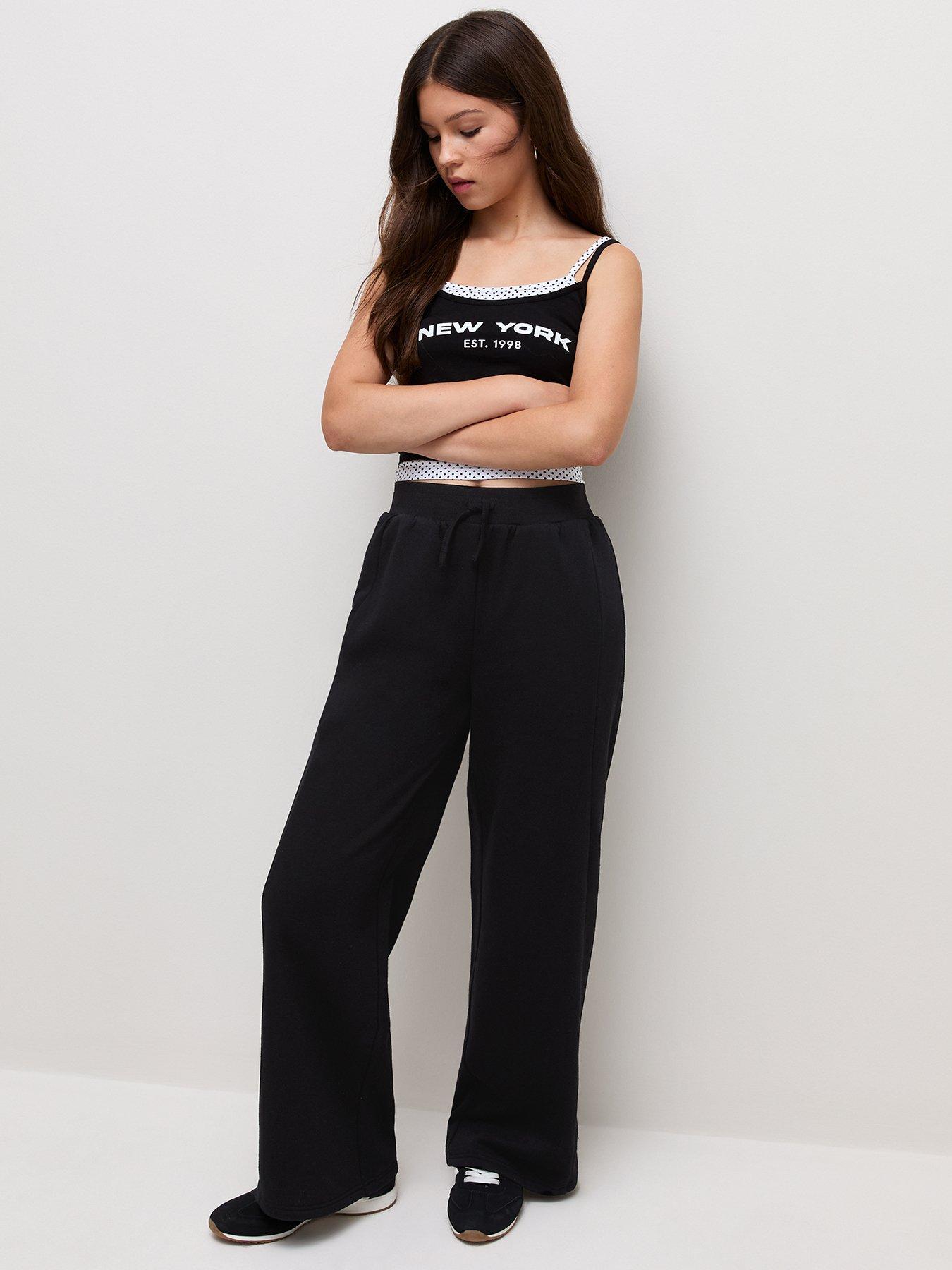 Image 3 of 6 of New Look 915 Girls Black Cotton Rich Wide Leg Joggers