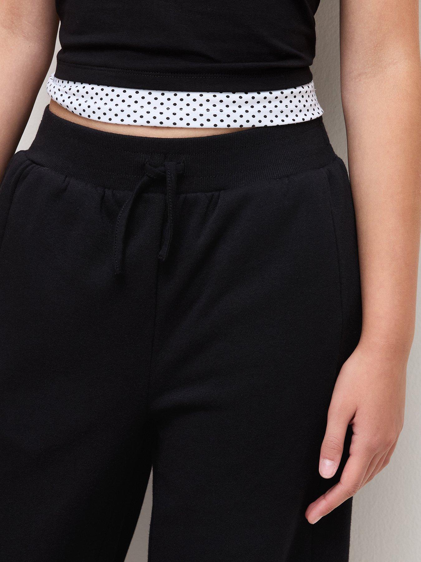 Image 4 of 6 of New Look 915 Girls Black Cotton Rich Wide Leg Joggers