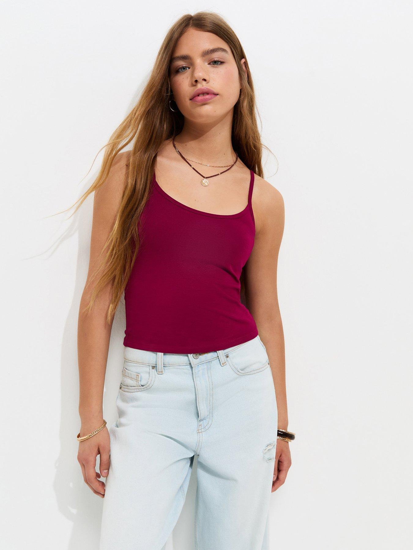 New Look 915 Girls Scoop Neck Cami Vest Top - Red