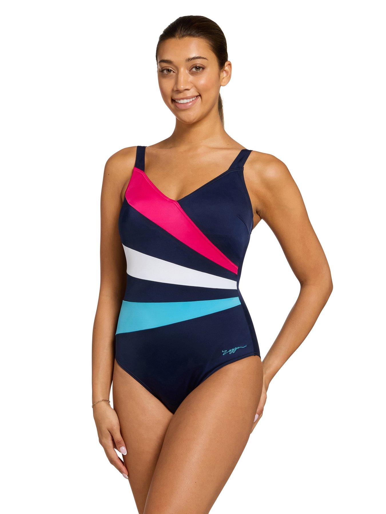 Zoggs Womens Flashdrive Wrap Panel Classicback Swimsuit - Multi