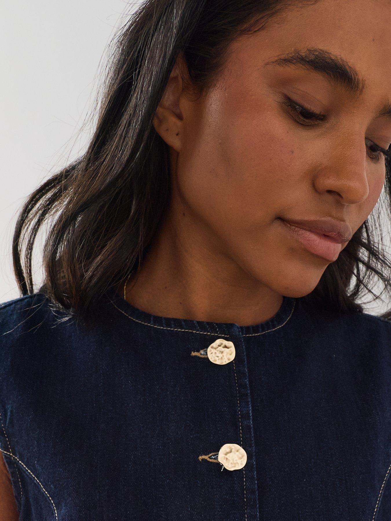 Image 6 of 6 of The Very Collection Seam Details Longline Co-Ord Wasitcoat - Dark Wash