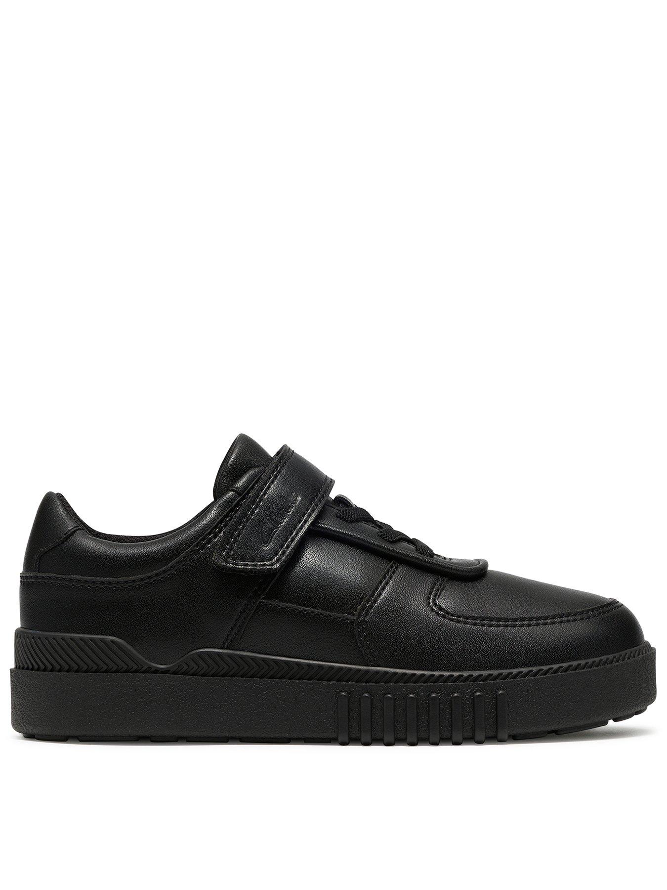Clarks Kids Somerset Flex Leather Trainer - Black