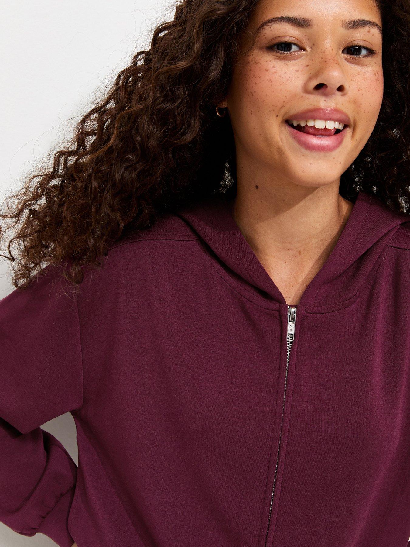 Image 5 of 6 of New Look 915 Girls Zip Front Soft Touch Hoodie - Dark Red