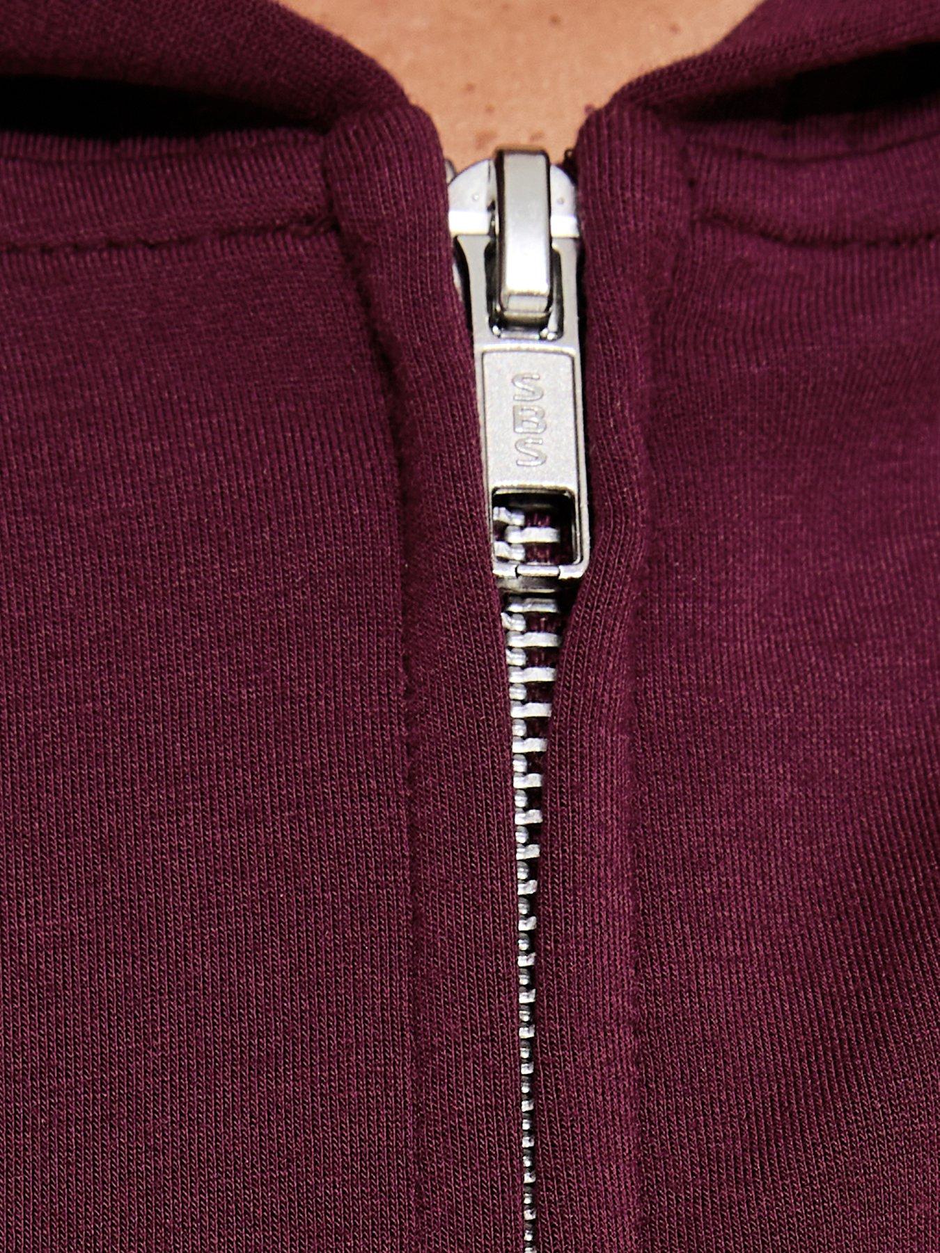 Image 6 of 6 of New Look 915 Girls Zip Front Soft Touch Hoodie - Dark Red