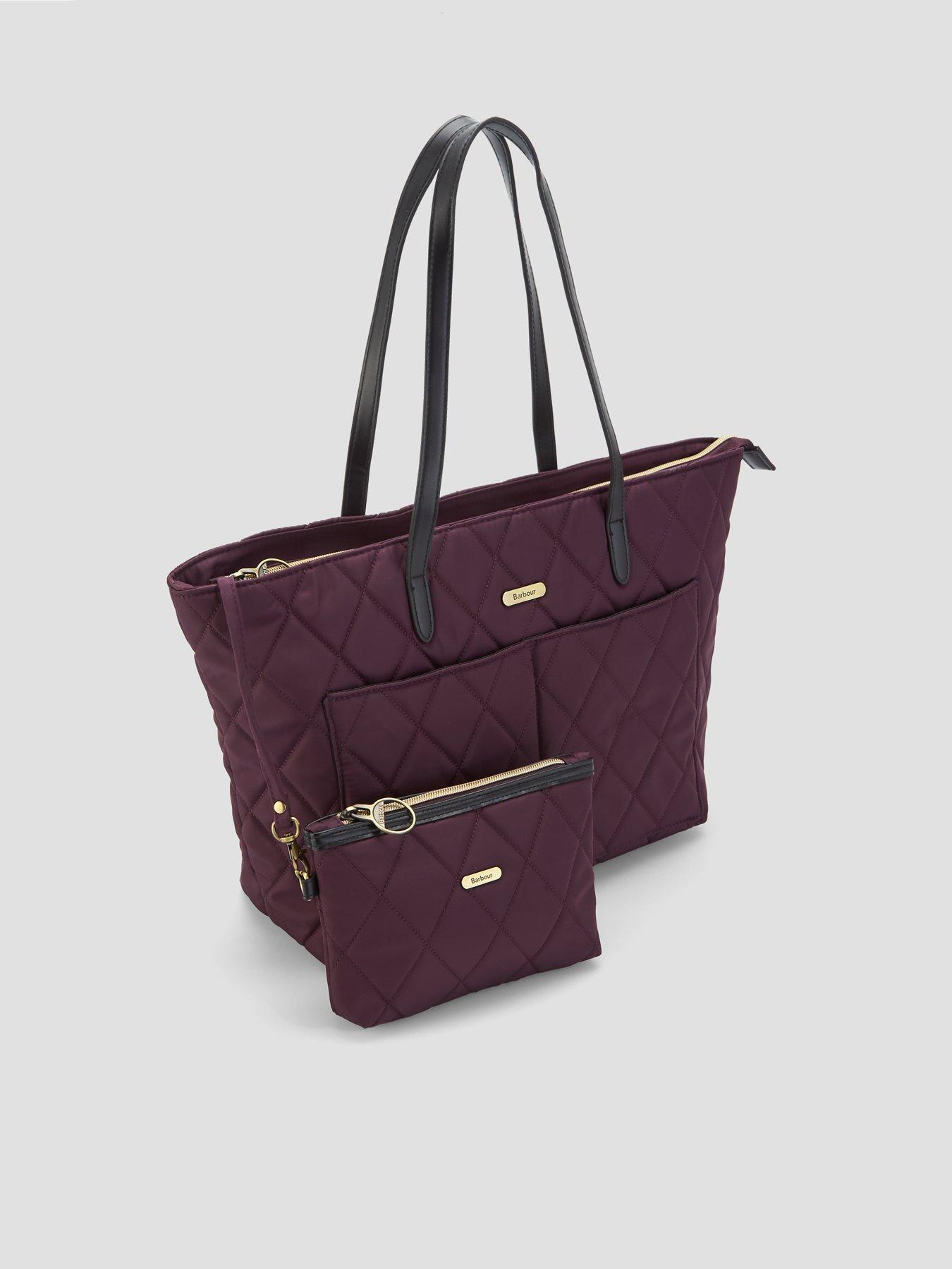Image 2 of 5 of Barbour Womens Quilted Zip Top Tote Bag - Red