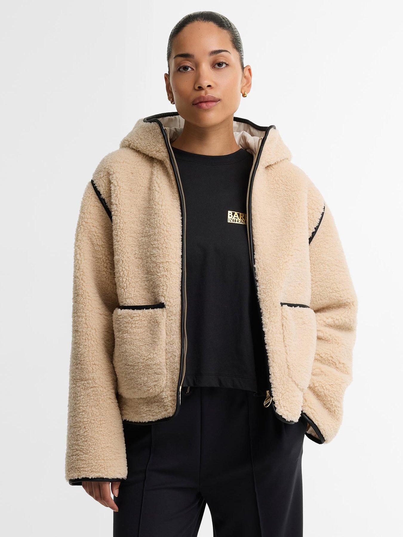 Image 1 of 5 of Barbour International Womens Ramona Sherpa Fleece Quilted Casual Jacket - Black
