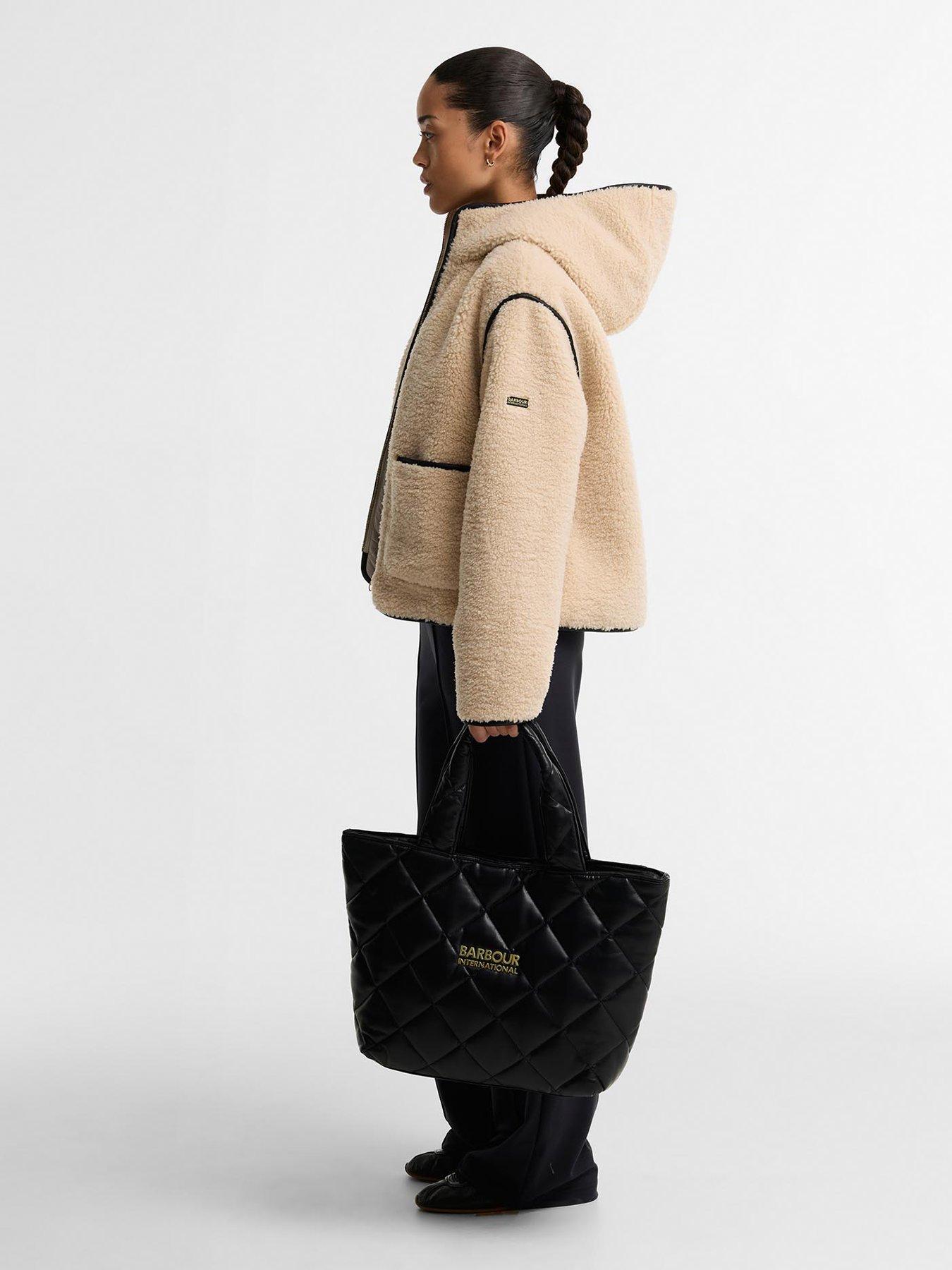 Image 3 of 5 of Barbour International Womens Ramona Sherpa Fleece Quilted Casual Jacket - Black