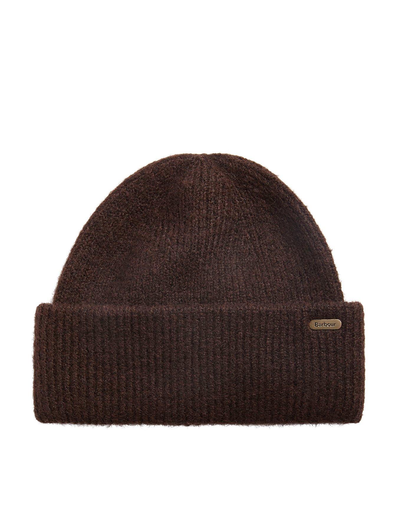 Image 1 of 3 of Barbour Womens Enid Knitted Turn-Up Cuff Beanie Hat - Brown