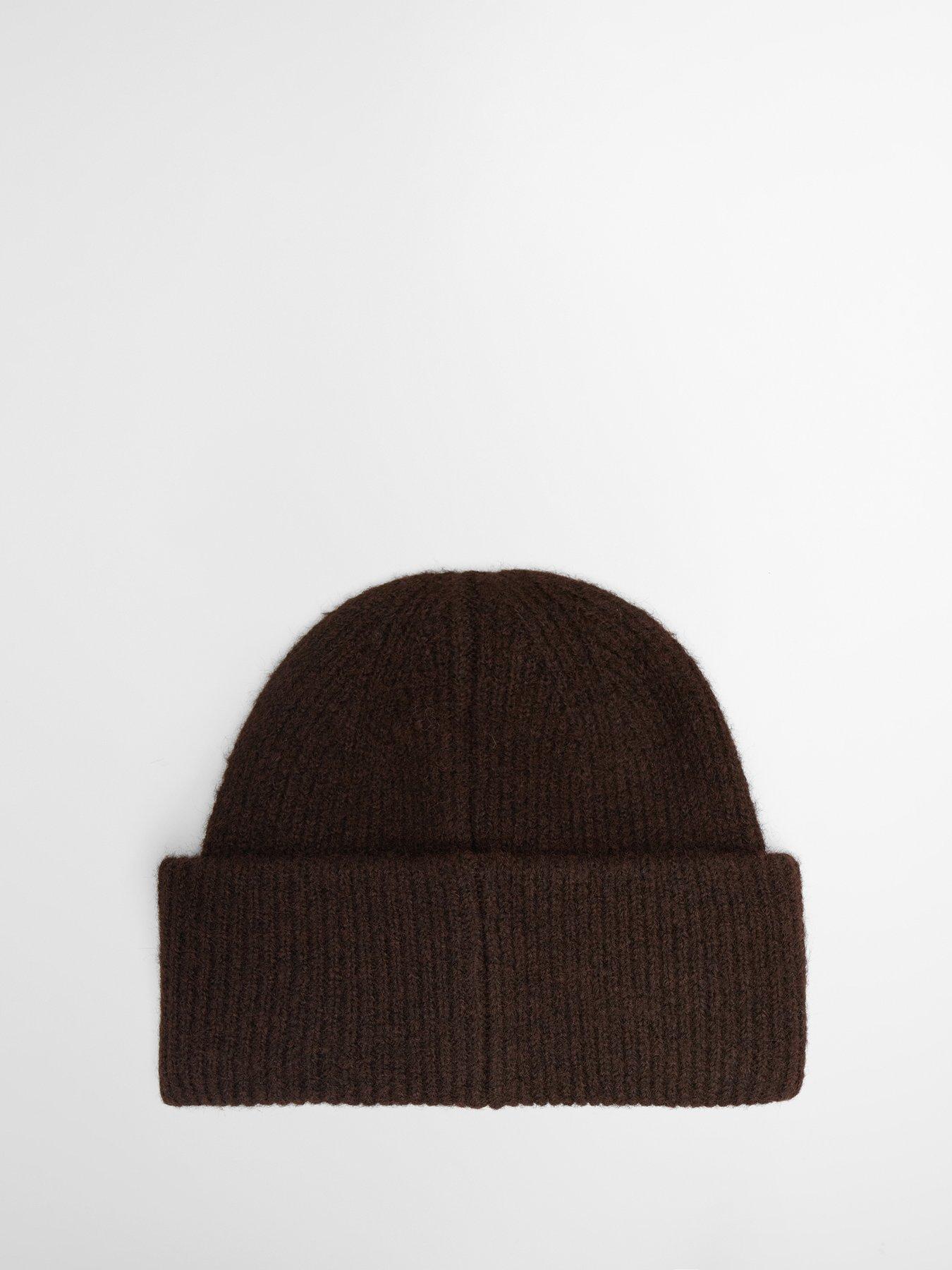 Image 2 of 3 of Barbour Womens Enid Knitted Turn-Up Cuff Beanie Hat - Brown