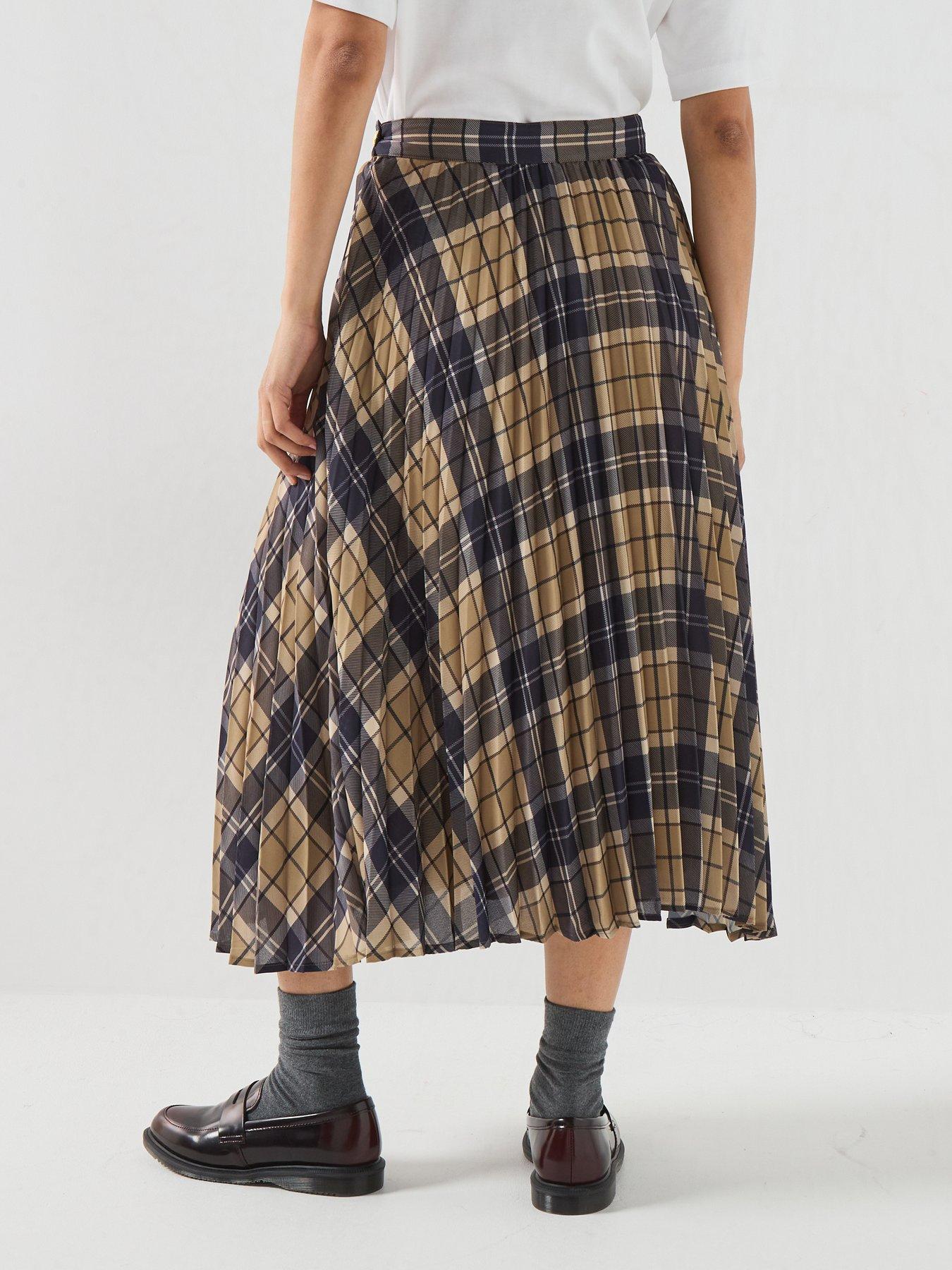 Image 2 of 6 of Barbour Ria Tartan Midi Skirt - Brown