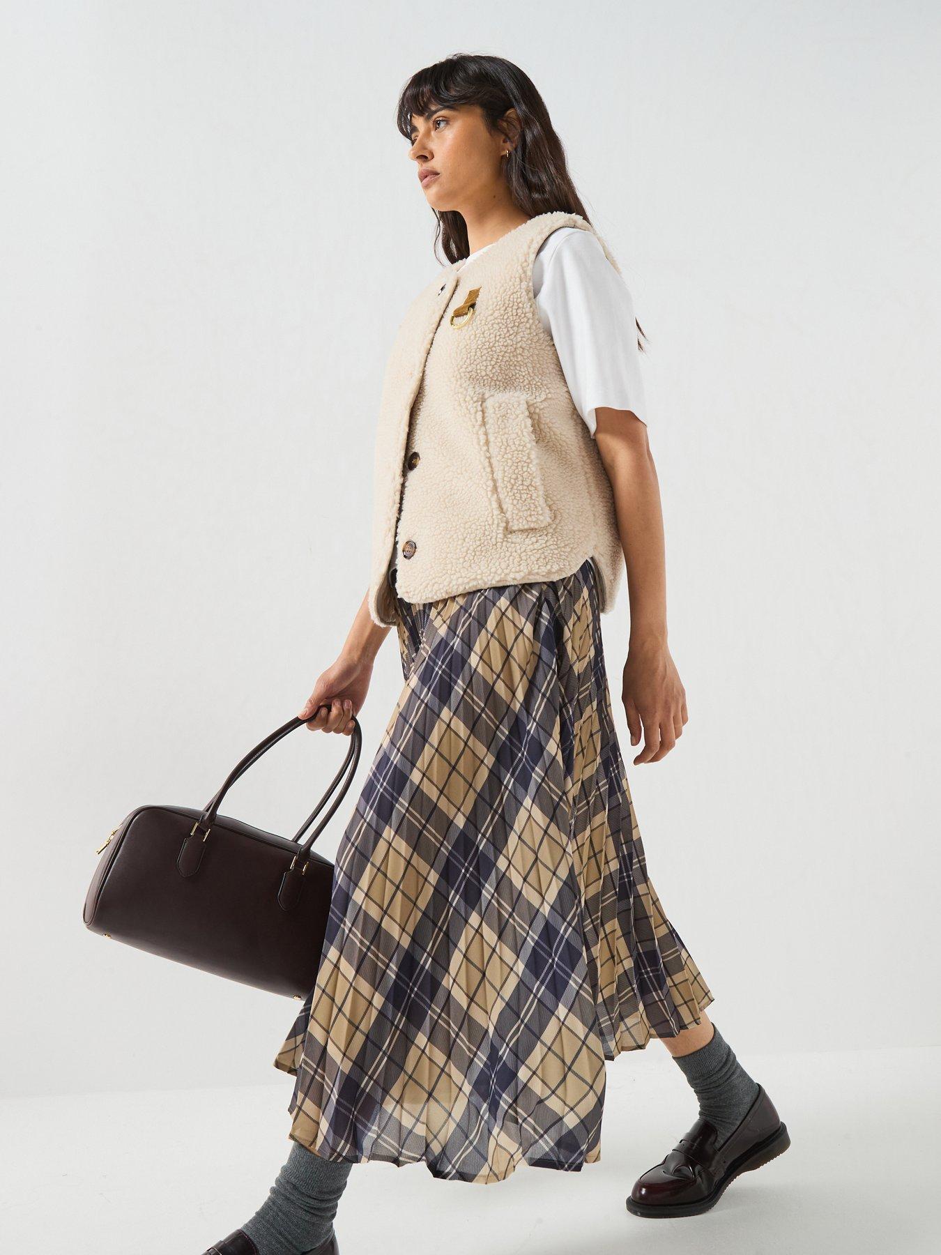 Image 5 of 6 of Barbour Ria Tartan Midi Skirt - Brown