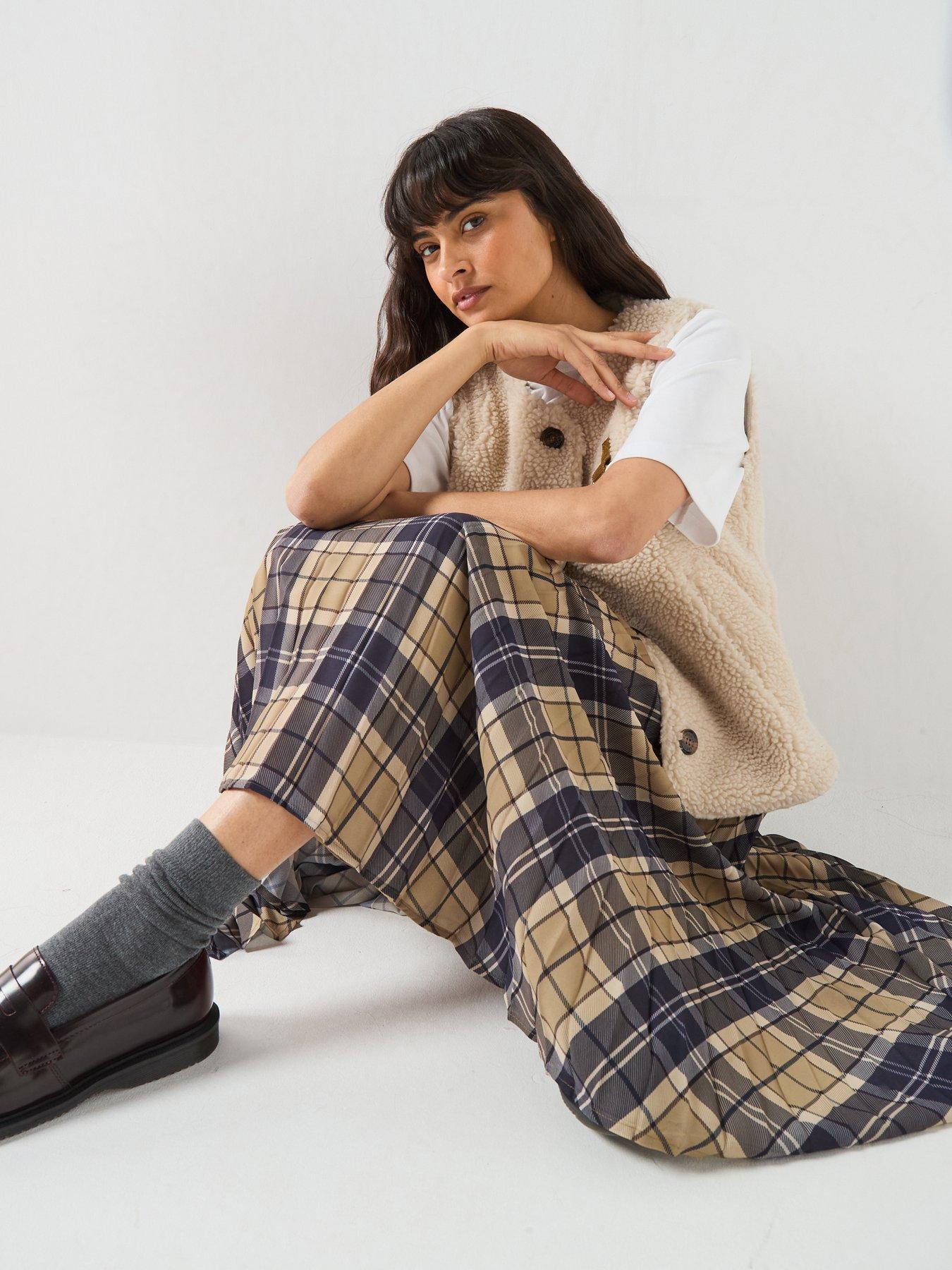 Image 6 of 6 of Barbour Ria Tartan Midi Skirt - Brown