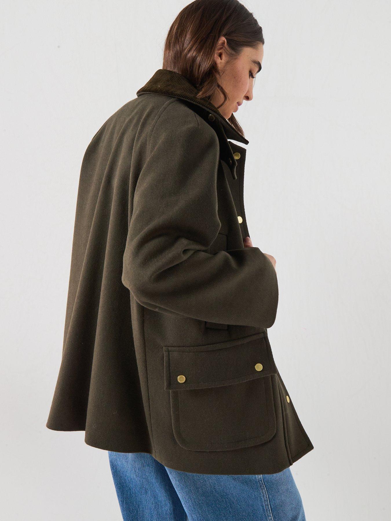 Image 2 of 6 of Barbour Womens Bedale Funnel Neck Wool-Rich Coat - Green