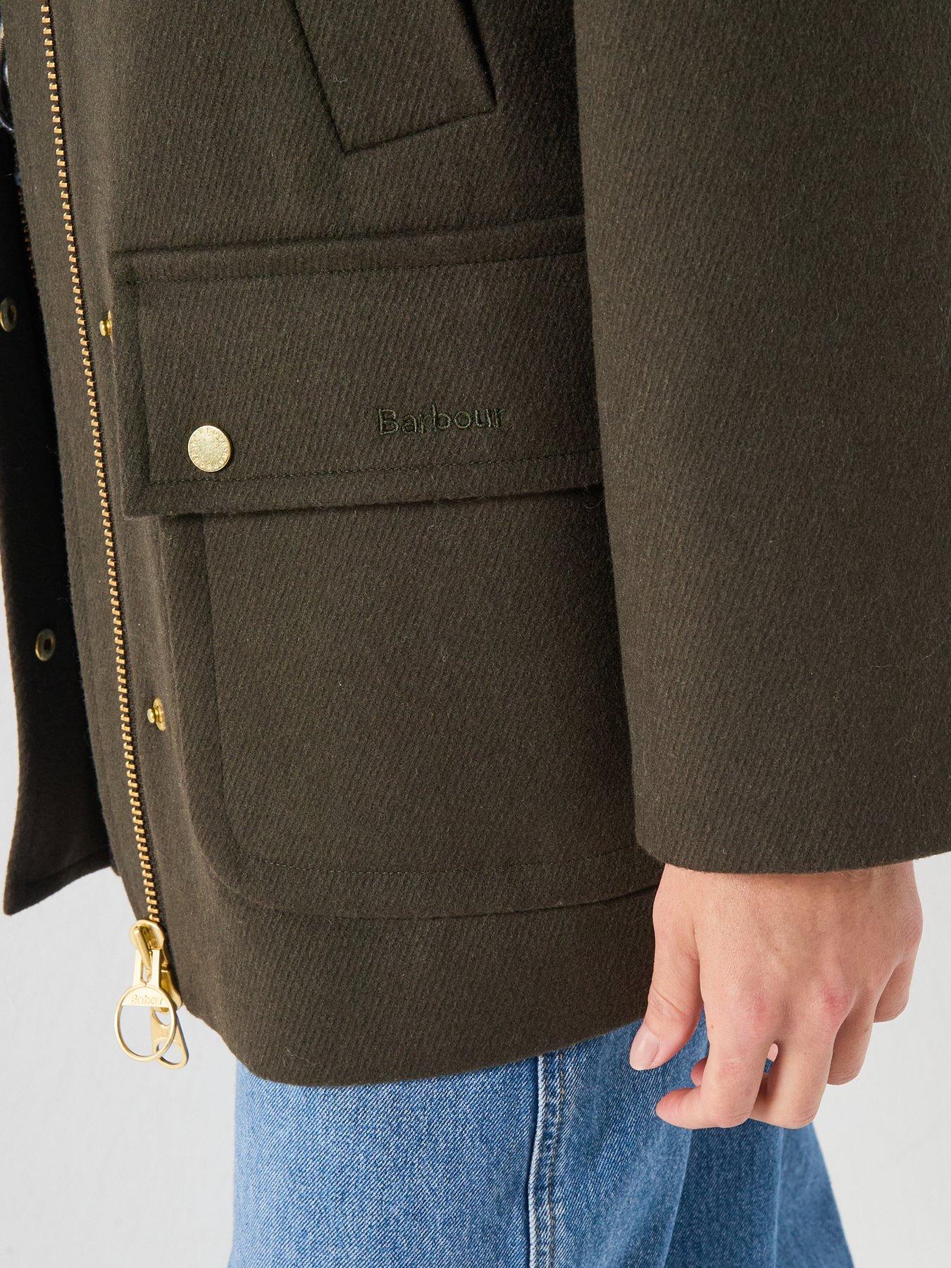 Image 5 of 6 of Barbour Womens Bedale Funnel Neck Wool-Rich Coat - Green