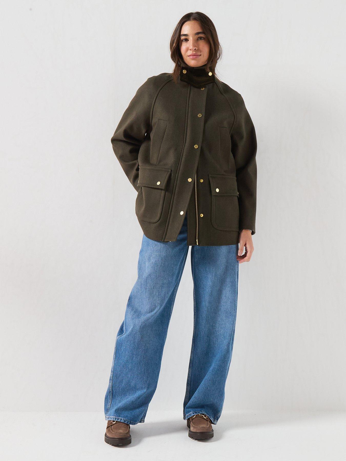 Image 6 of 6 of Barbour Womens Bedale Funnel Neck Wool-Rich Coat - Green