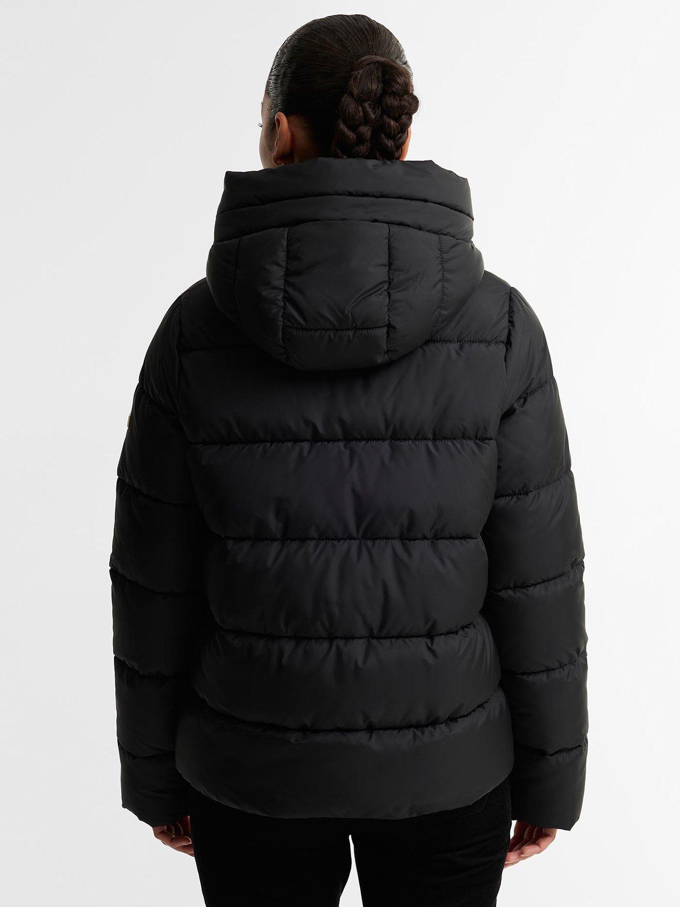 Image 2 of 5 of Barbour International Womens Brantley Quilted Hooded Funnel Neck Jacket - Black