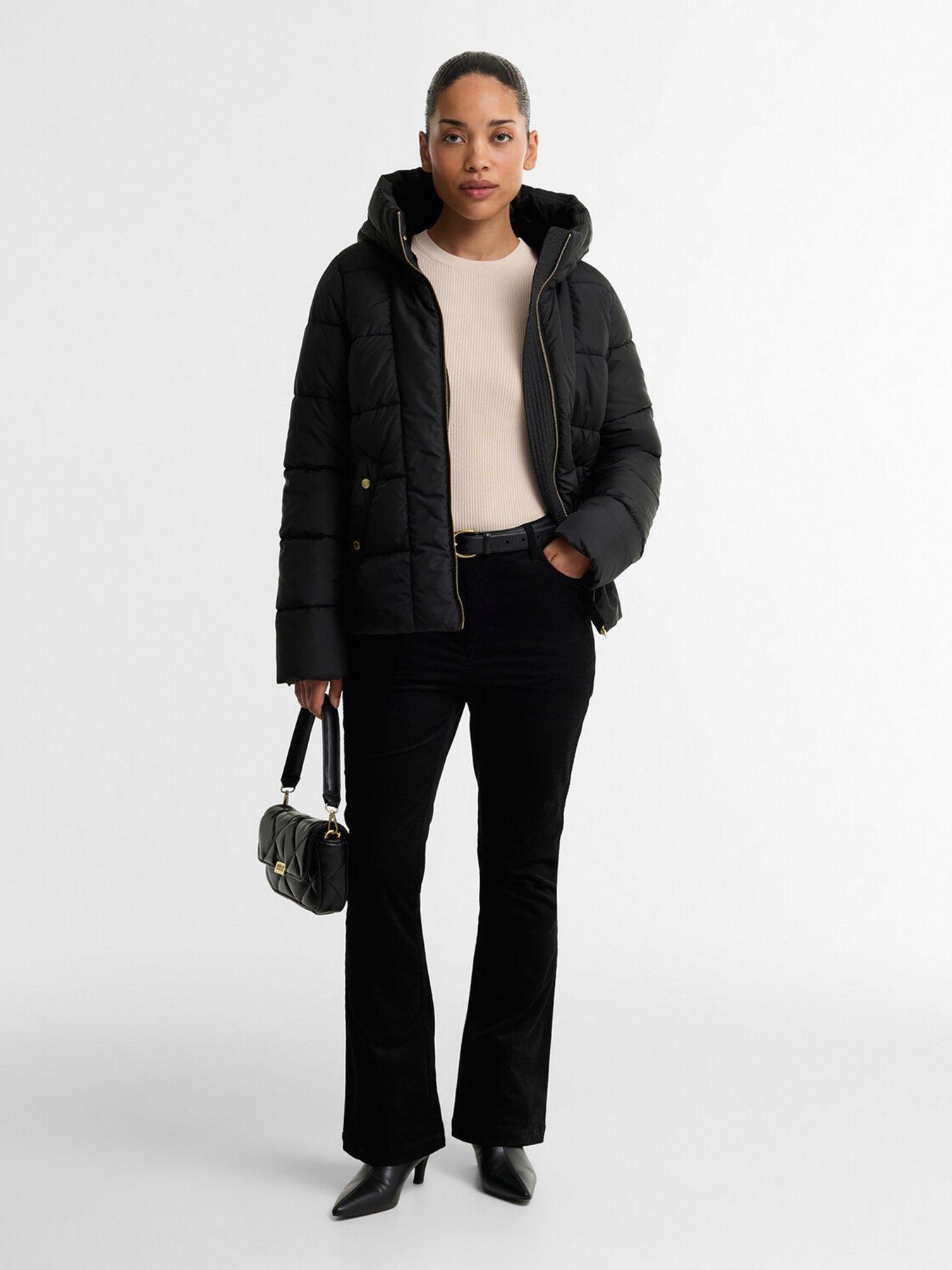 Image 3 of 5 of Barbour International Womens Brantley Quilted Hooded Funnel Neck Jacket - Black