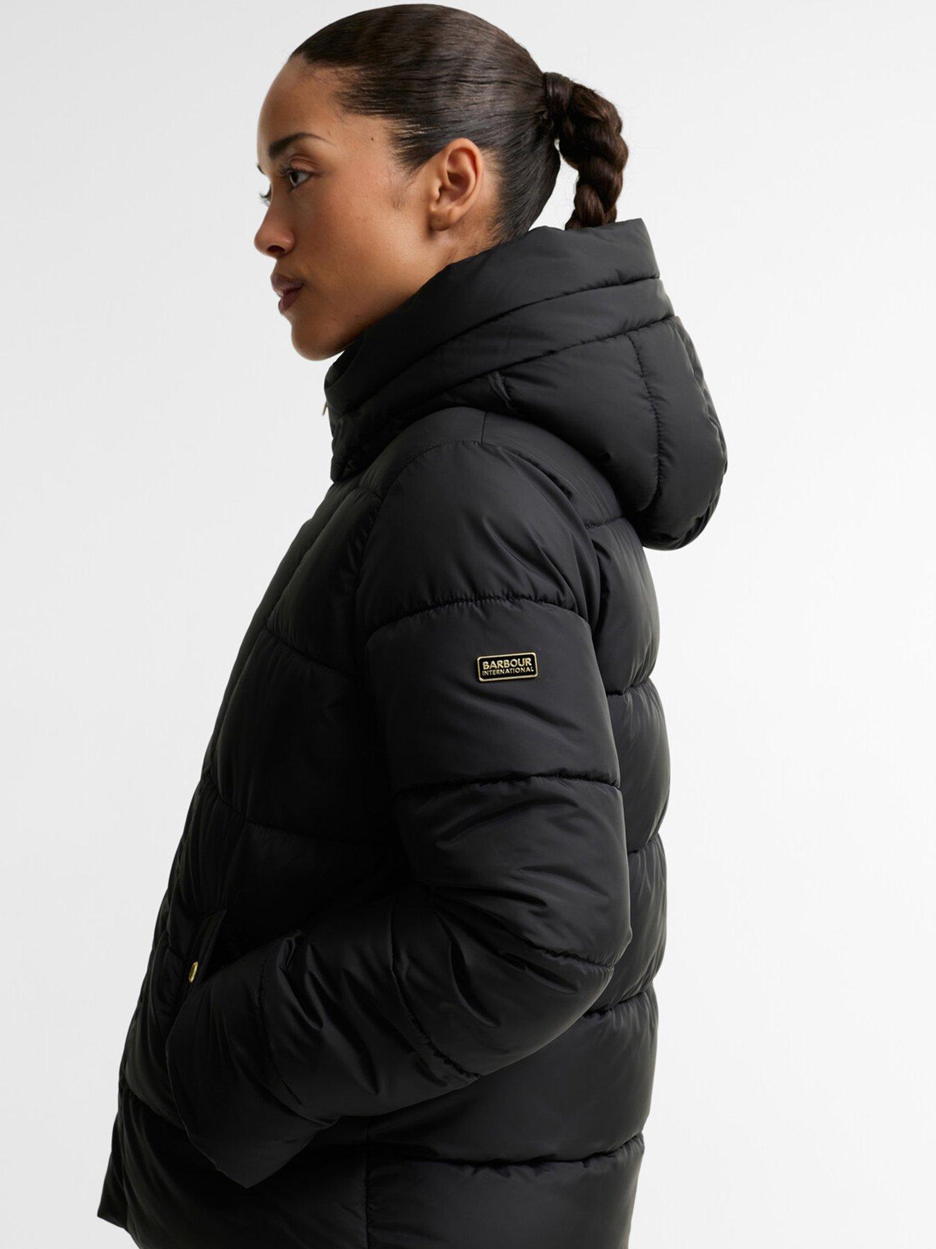 Image 5 of 5 of Barbour International Womens Brantley Quilted Hooded Funnel Neck Jacket - Black