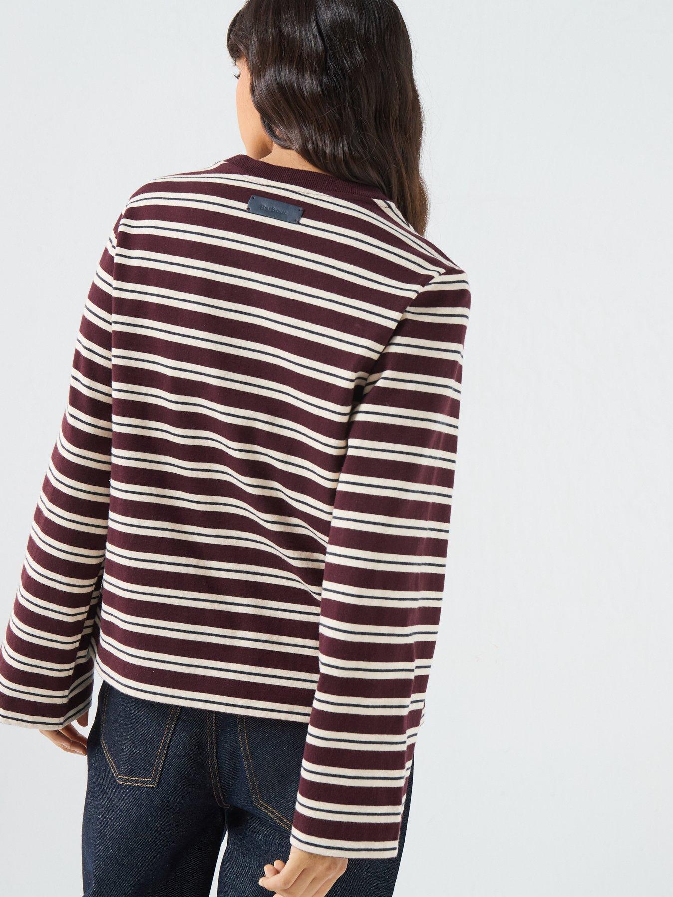 Image 2 of 6 of Barbour Womens Breton Stripe Relaxed Long Sleeve T-Shirt - Brown