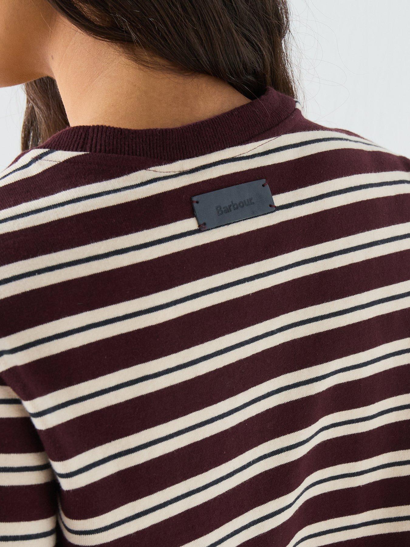 Image 4 of 6 of Barbour Womens Breton Stripe Relaxed Long Sleeve T-Shirt - Brown