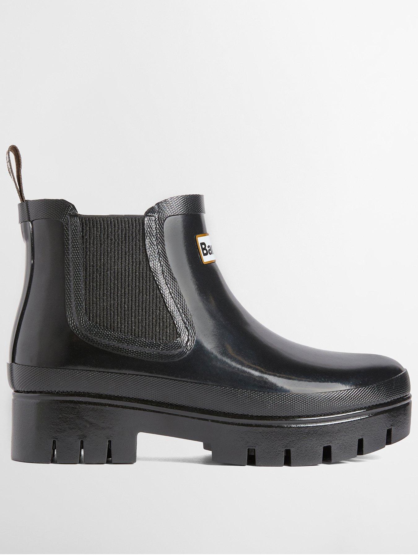 Barbour Halton Faux Fur Lined Ankle Wellingtons - Black