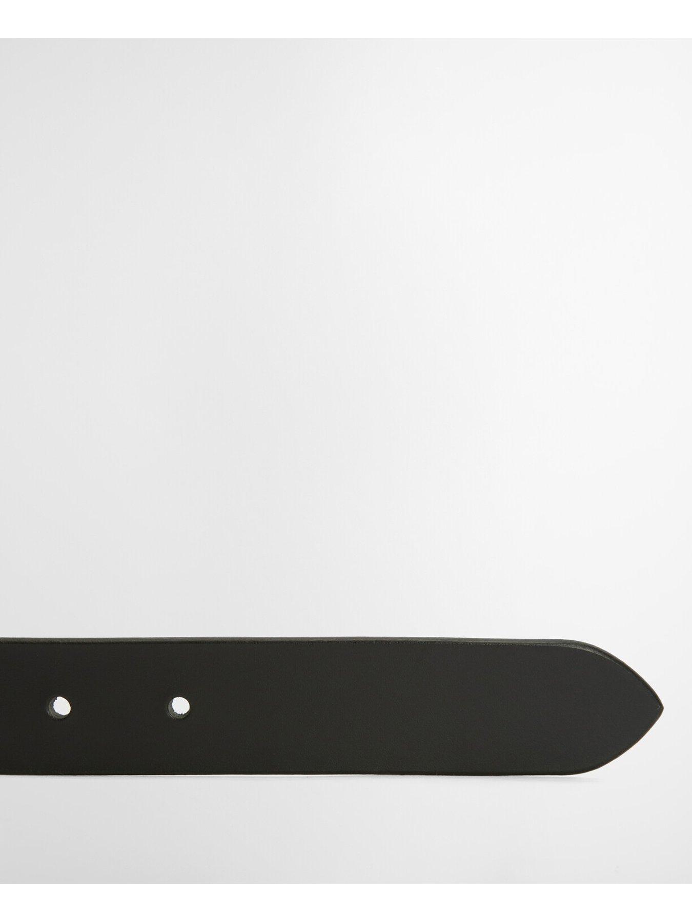 Image 5 of 5 of Barbour Womens Smooth Leather Gold-Tone Buckle Belt - Black