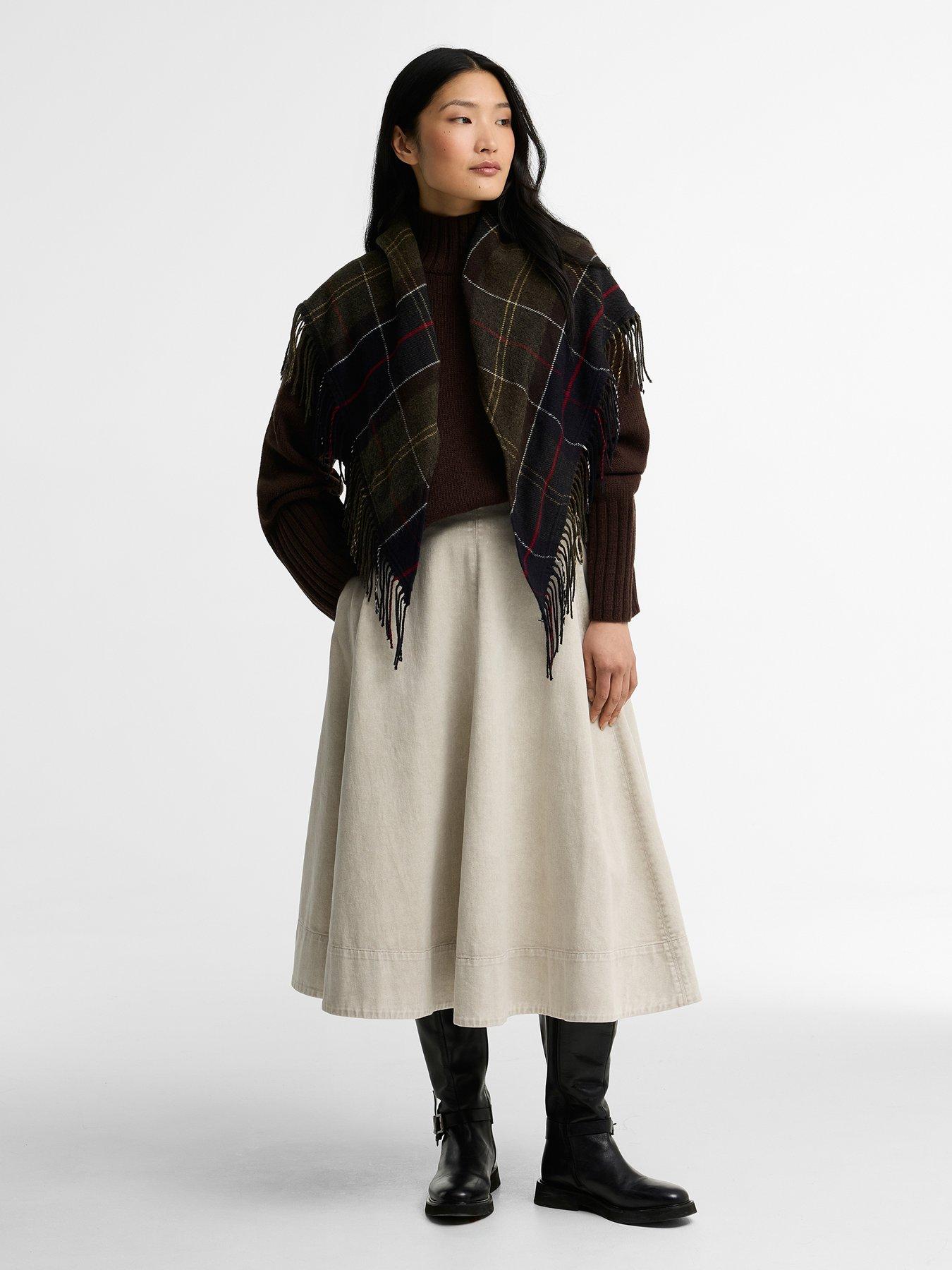 Image 2 of 5 of Barbour Womens Kirklees Tartan Triangular Tassel Trim Scarf - Tartan