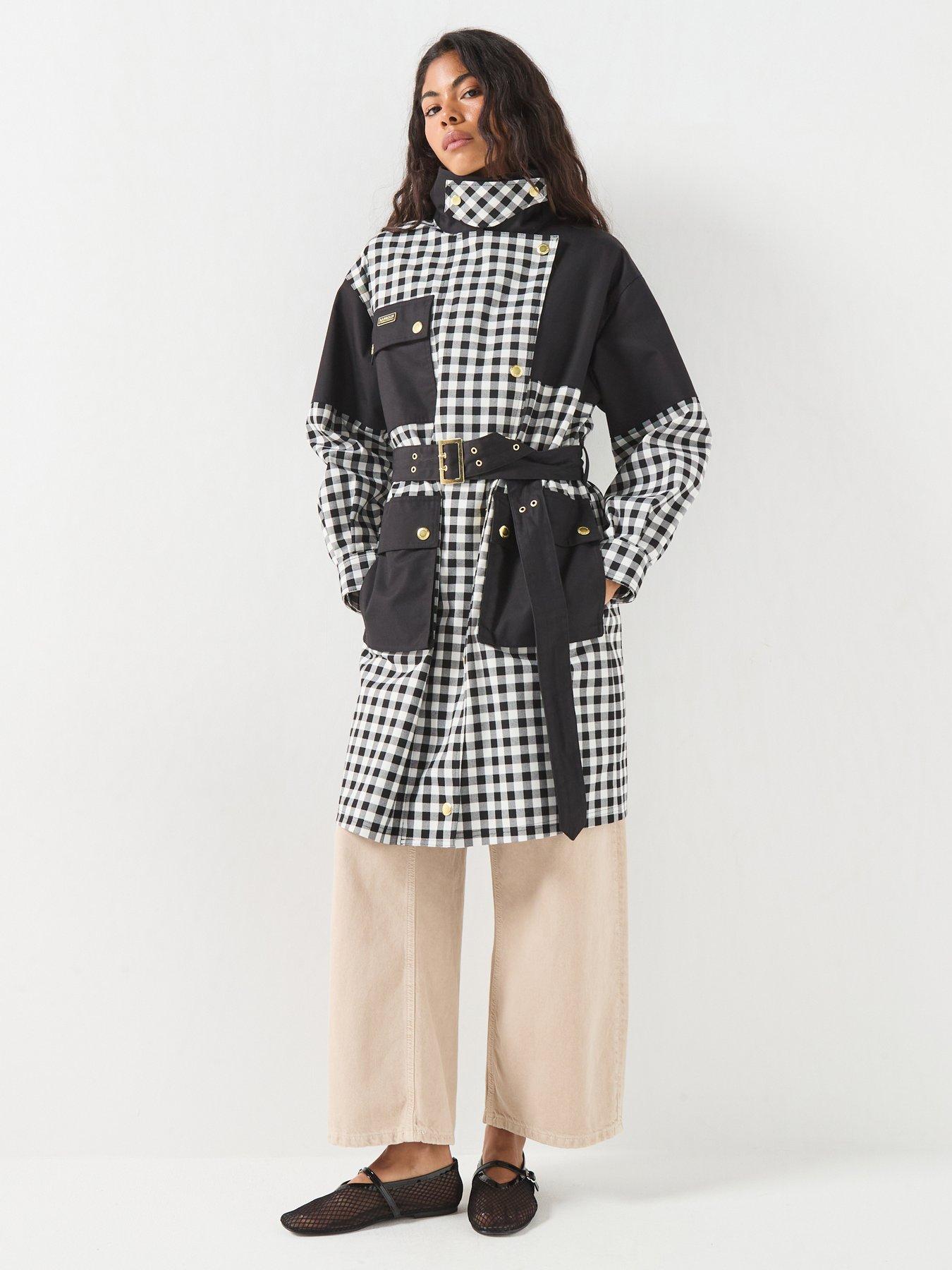 Image 1 of 6 of Barbour International Gea Check Showerproof Jacket - White/black