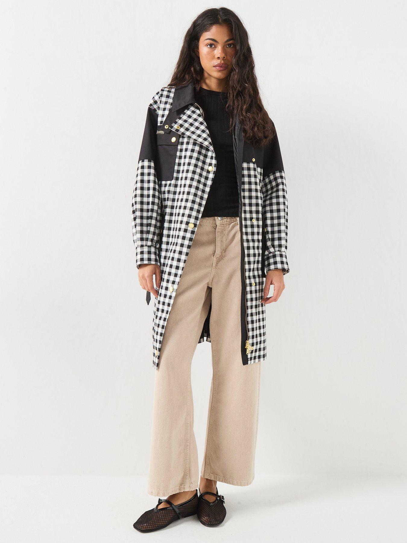 Image 3 of 6 of Barbour International Gea Check Showerproof Jacket - White/black