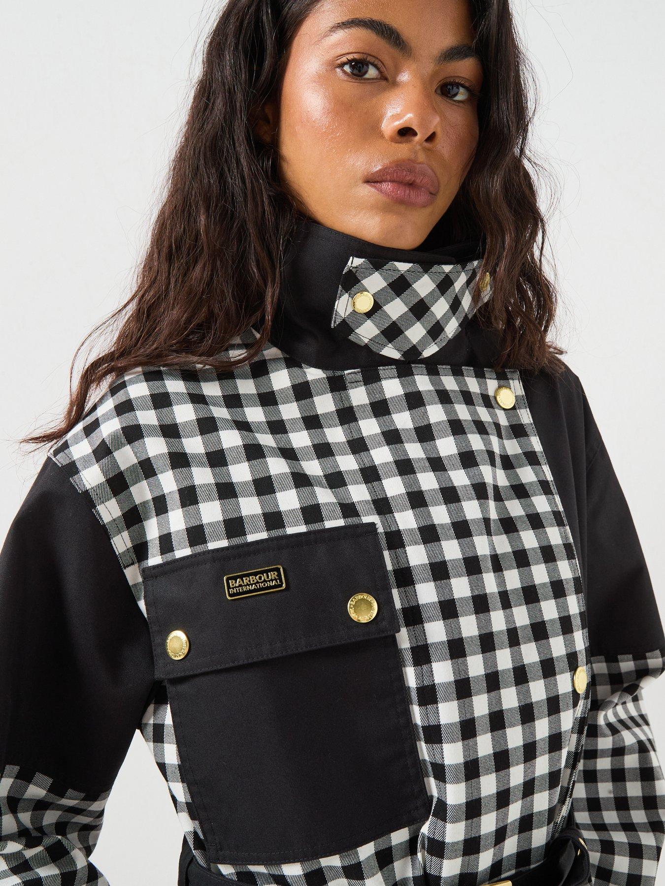 Image 5 of 6 of Barbour International Gea Check Showerproof Jacket - White/black