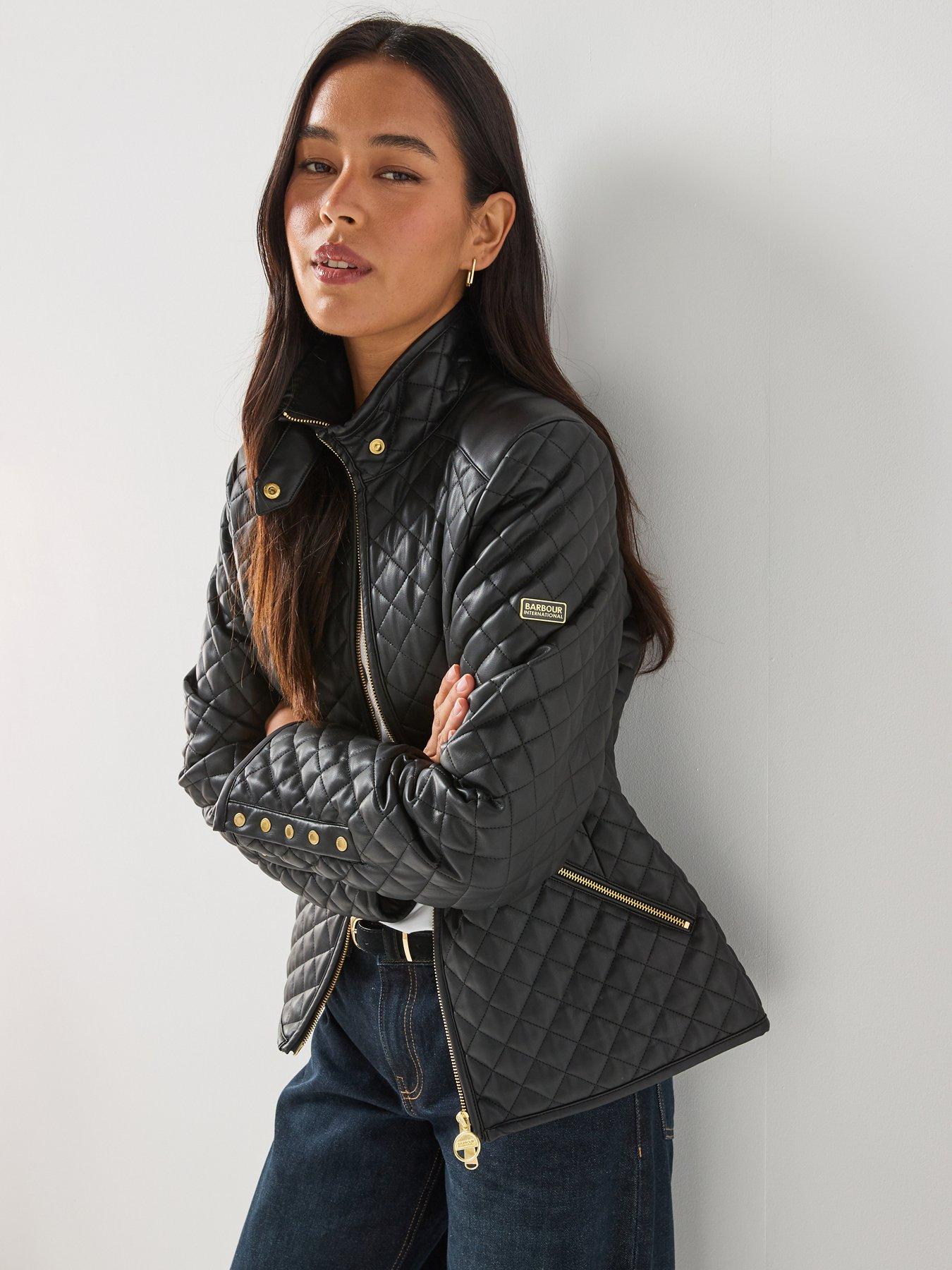Barbour International Binetto Faux Leather Quilted Jacket - Black
