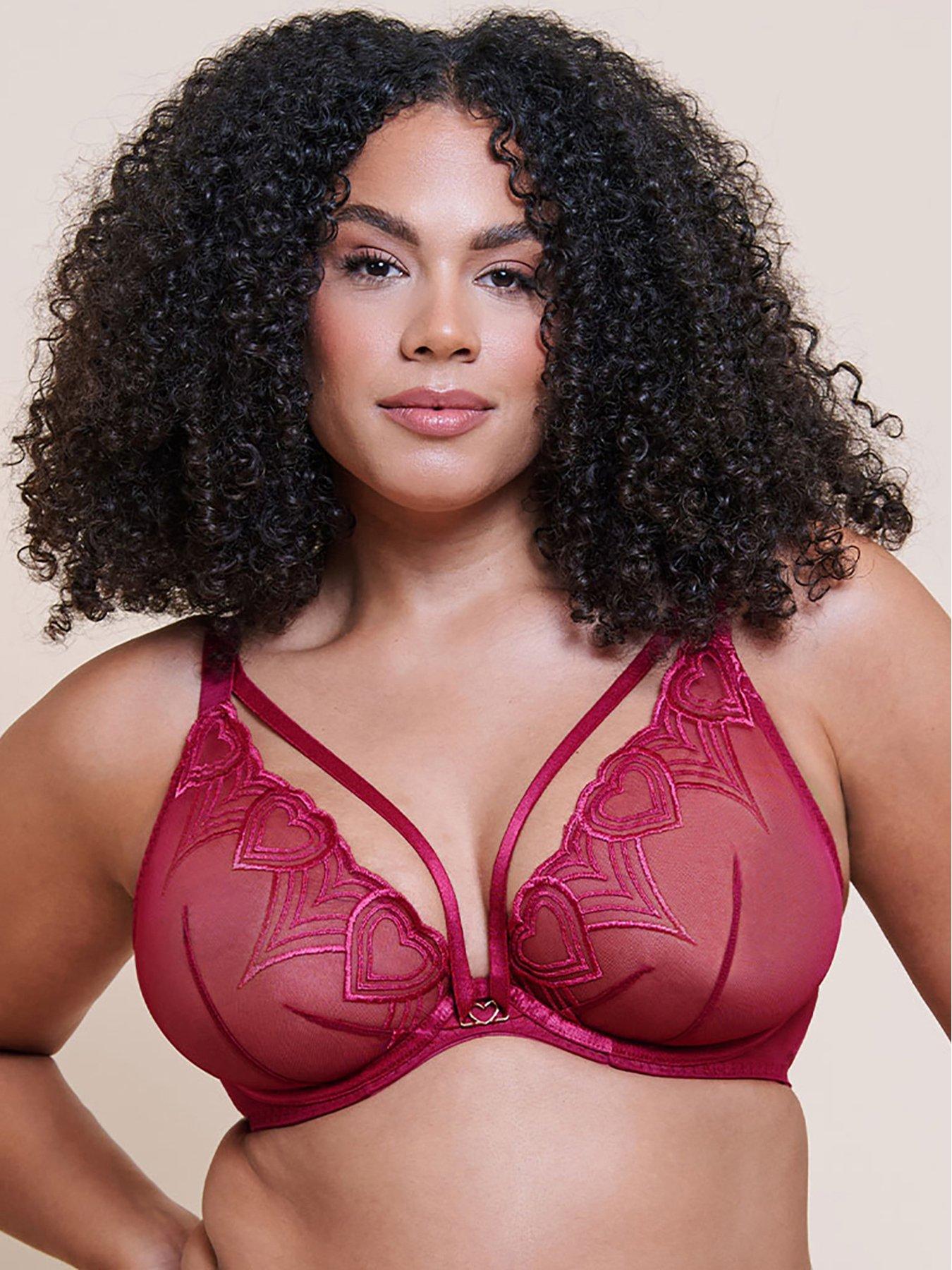 Image 1 of 6 of Curvy Kate Womens Heartstopper Deep Plunge Bra - Sangria